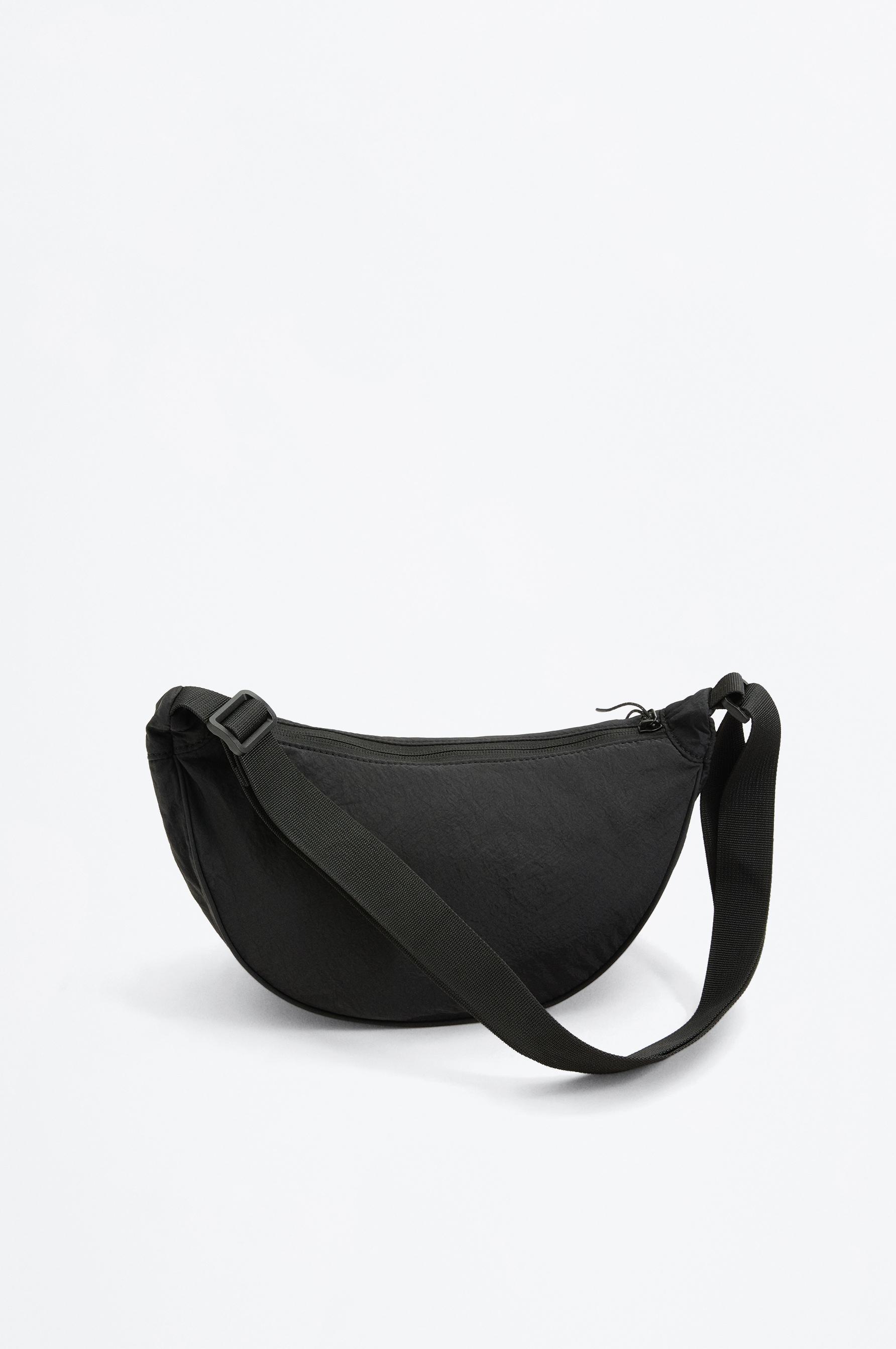 Soundness nylon half moon bag — BLACK