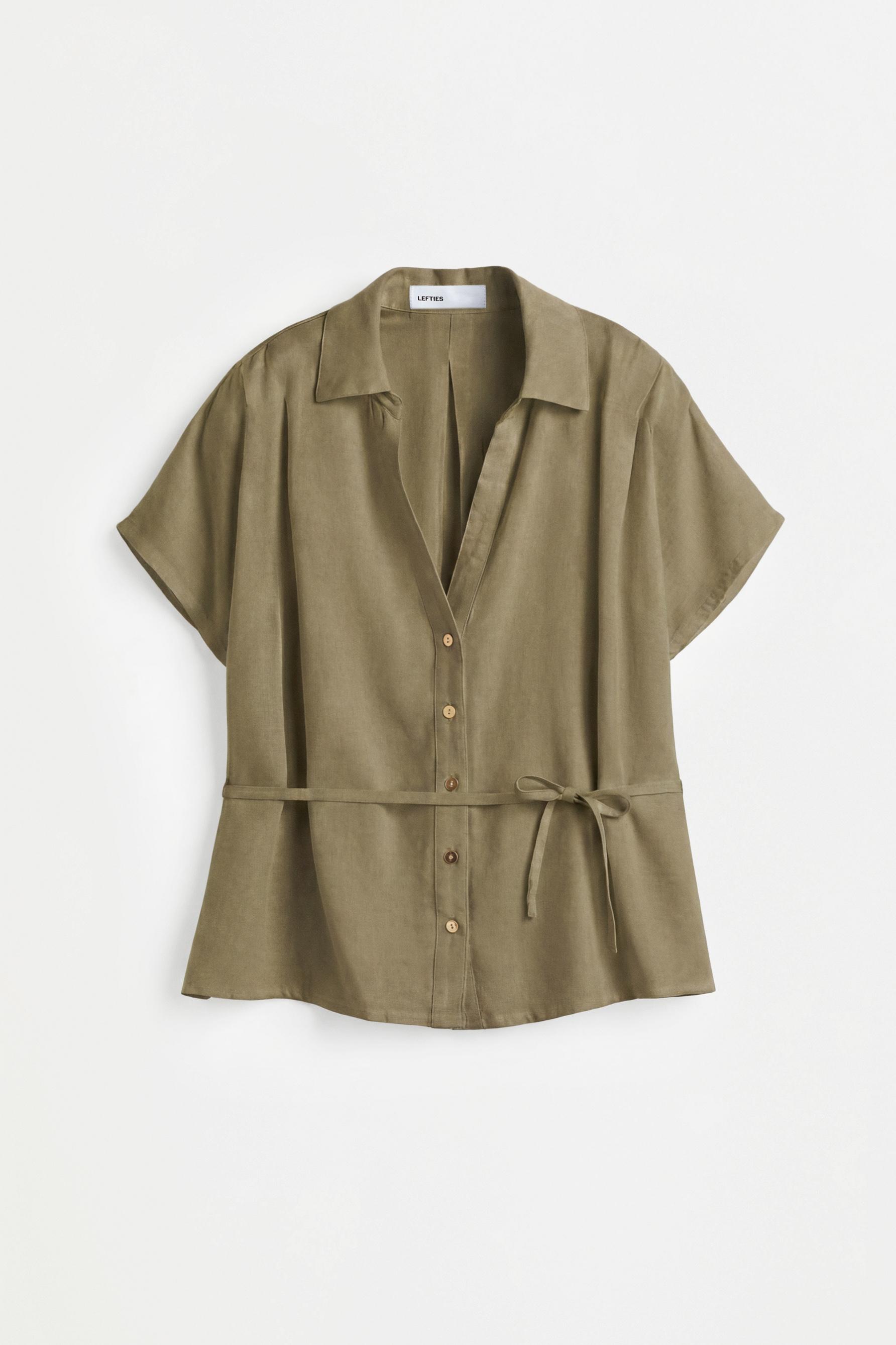 Tie-waist shirt — PALE KHAKI