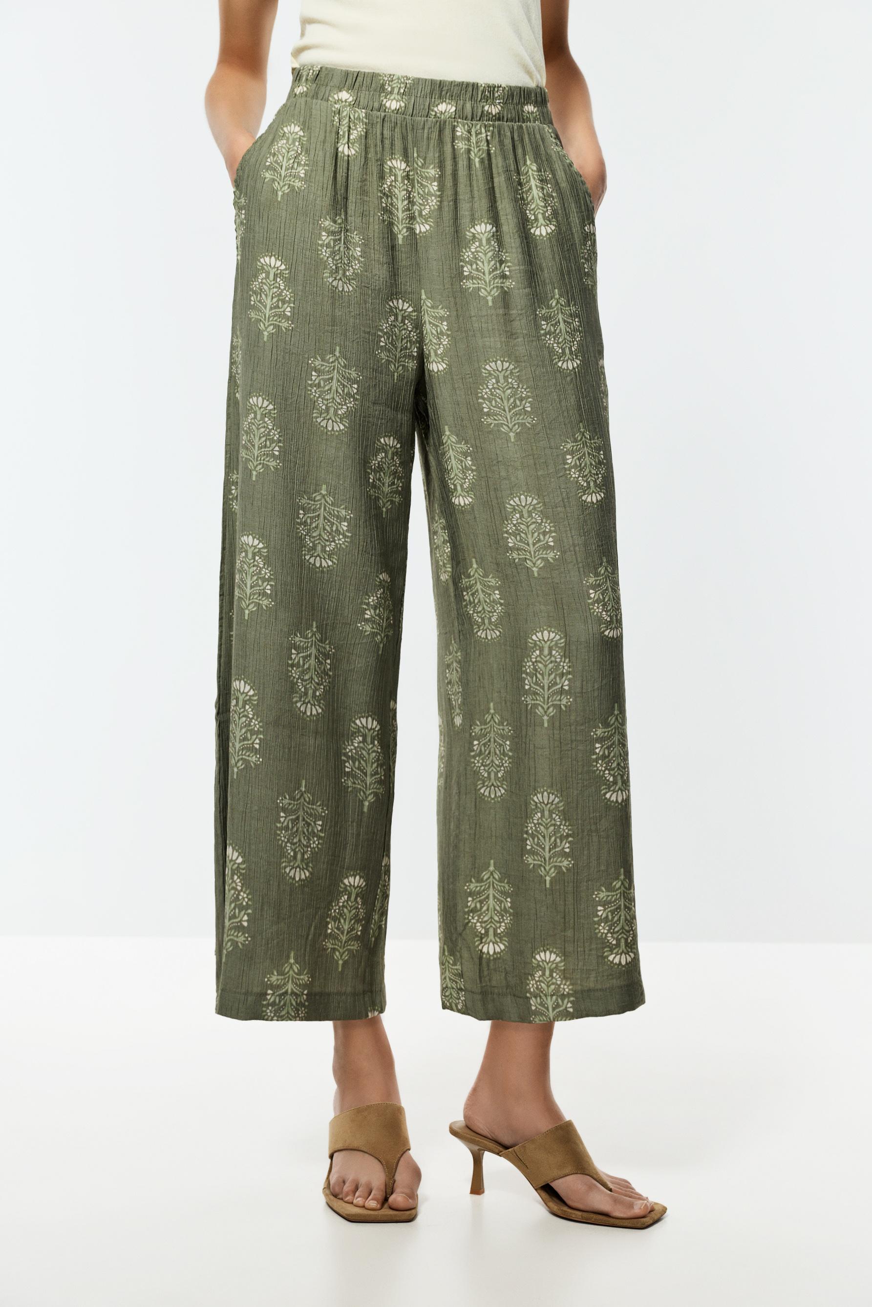 Textured culottes — MEDIUM GREEN