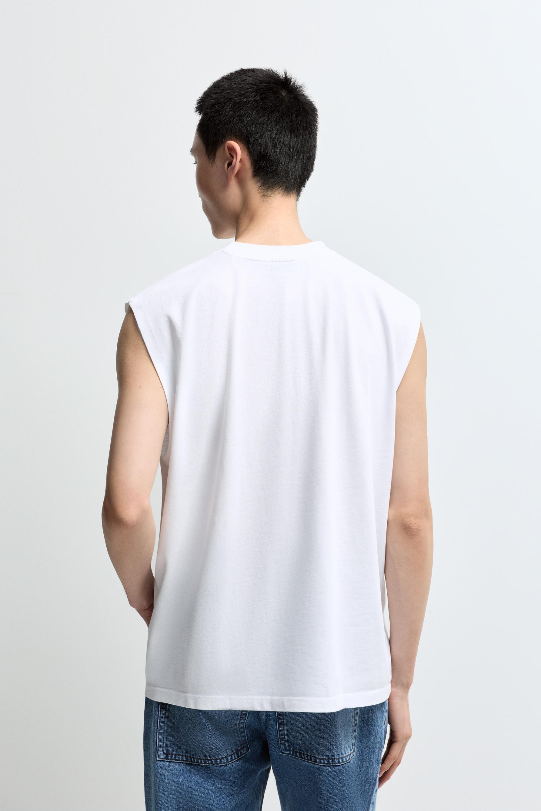 Faded-effect sleeveless T-shirt — OFF WHITE