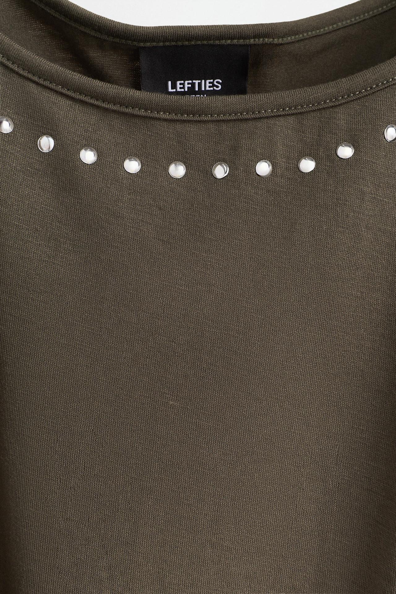 Studded cut-out T-shirt — KHAKI