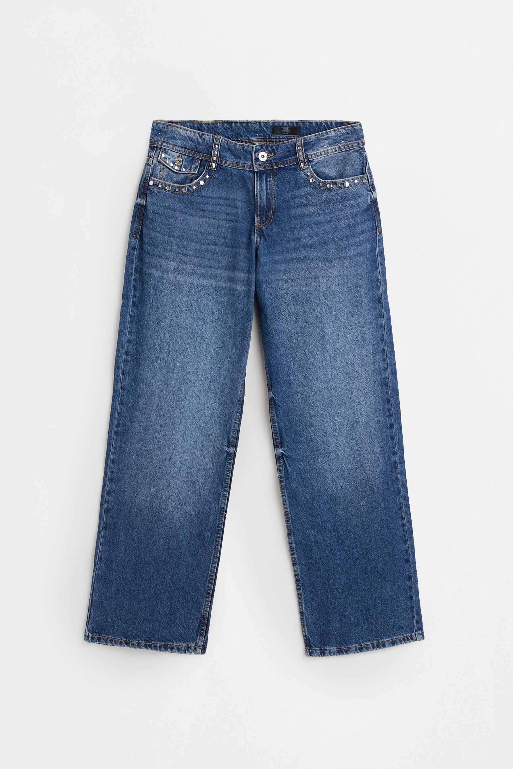 Straight-leg stud jeans — DARK BLUE