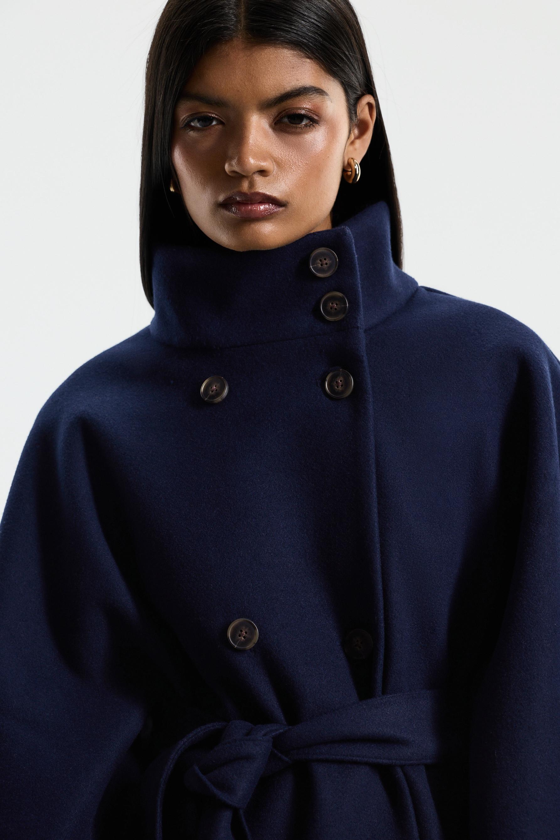 Wool-blend cape — NAVY