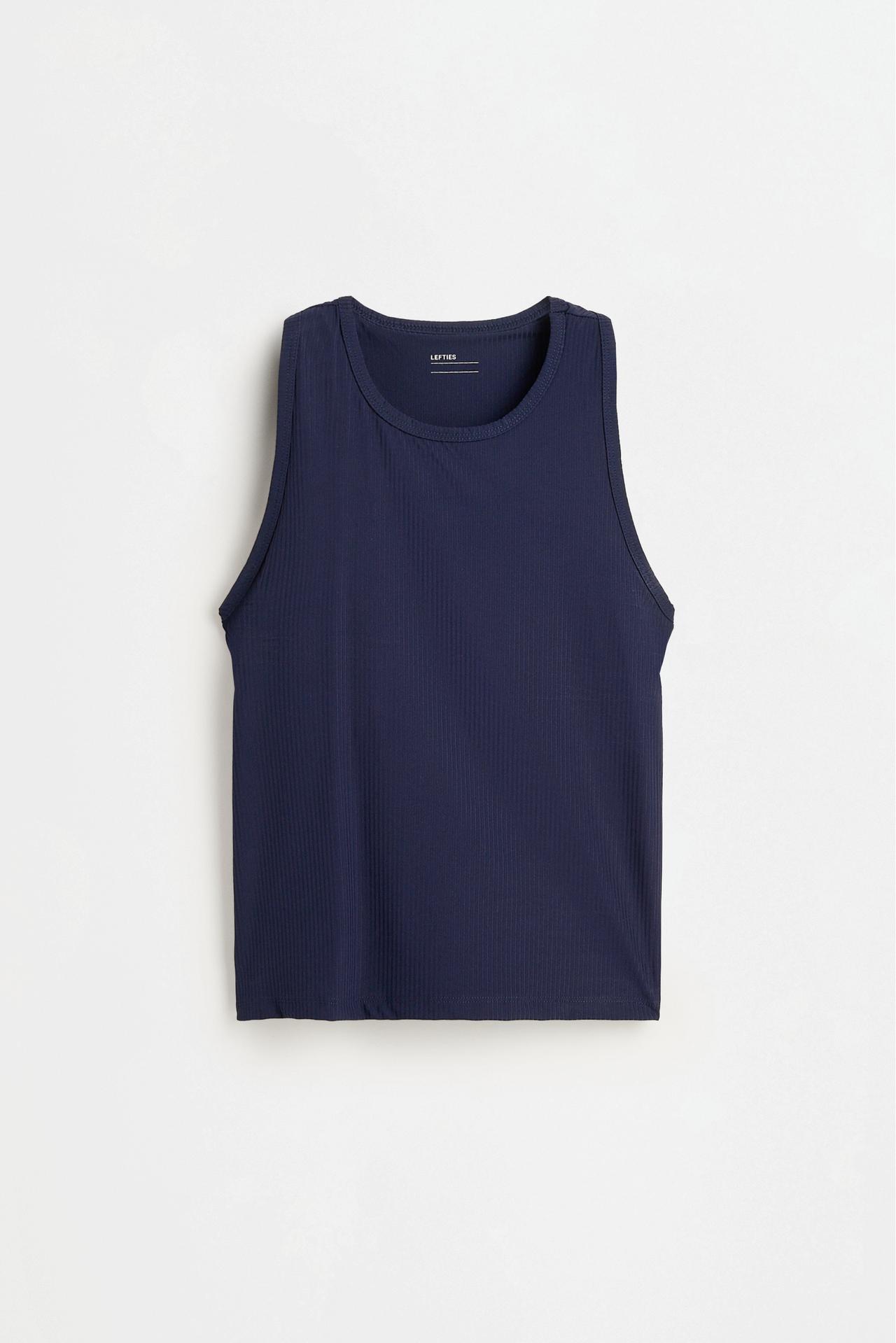 Ribbed sports T-shirt — DARK BLUE