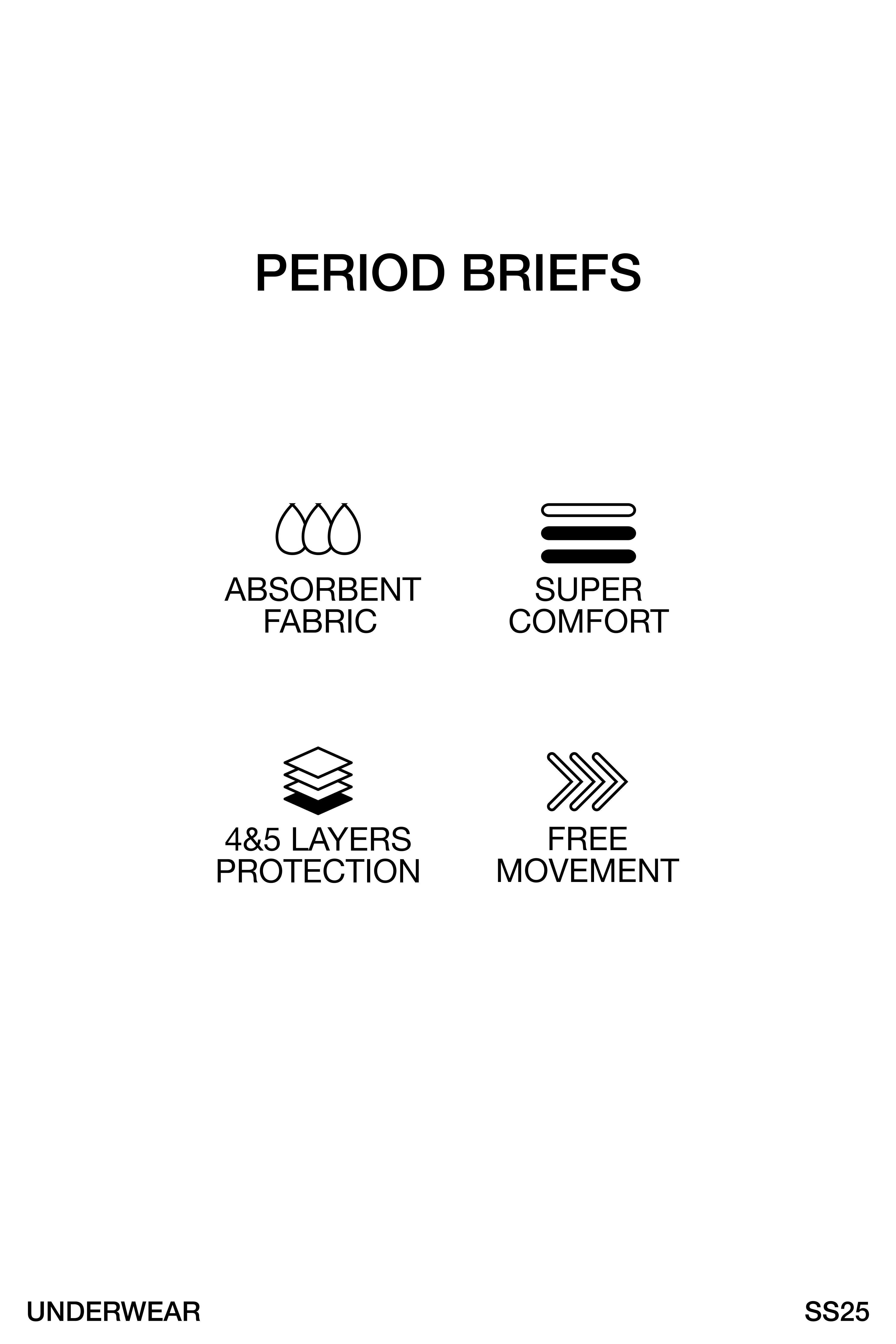 2-pack of cotton period briefs — GREY