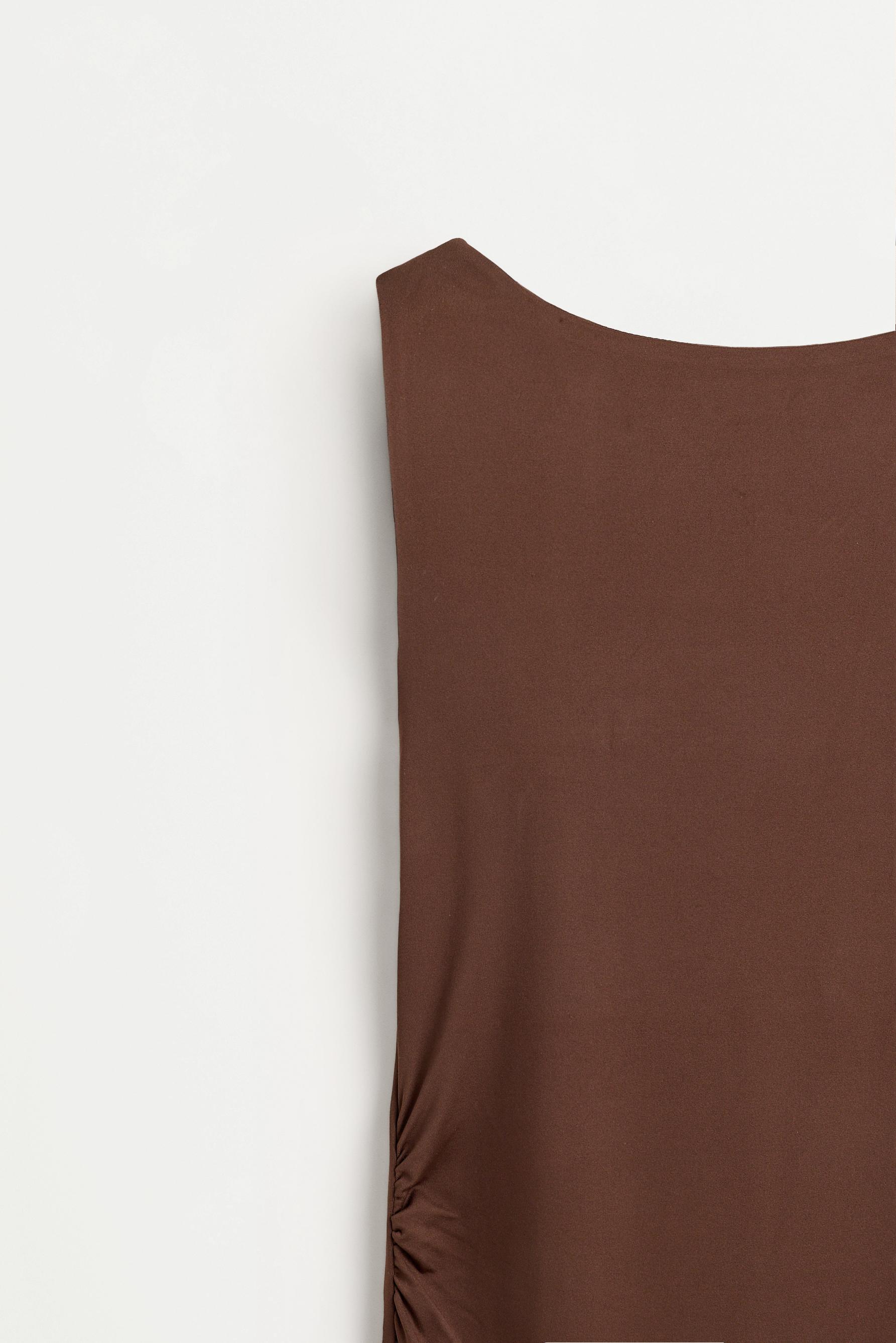 Polyamide midi dress — BROWN