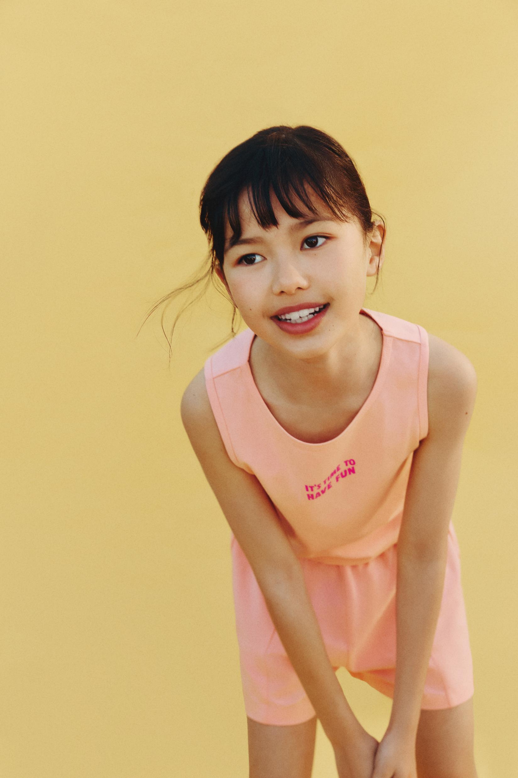 Text top and shorts set — TANGERINE