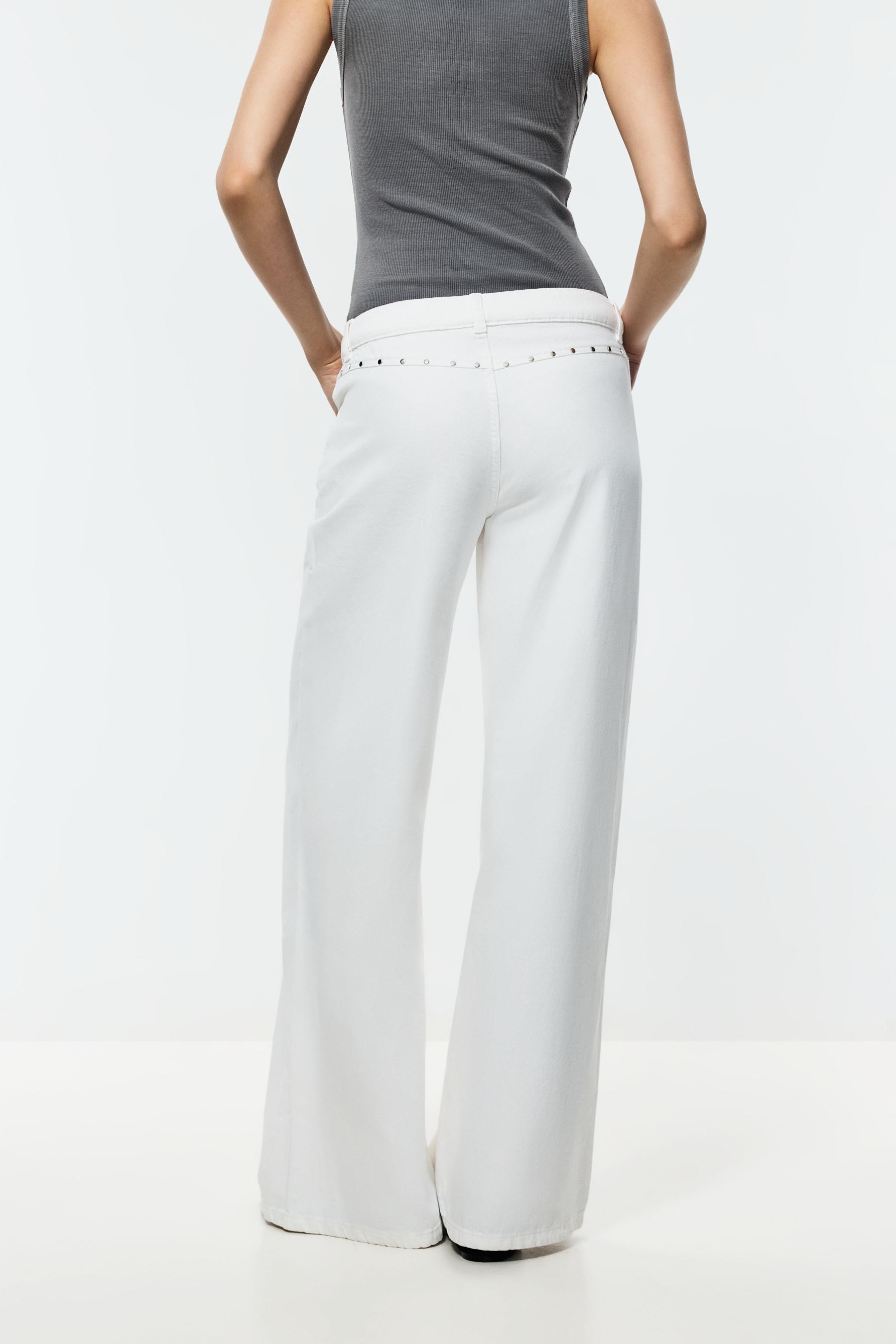 Lightweight wide-leg tie jeans — OFF WHITE