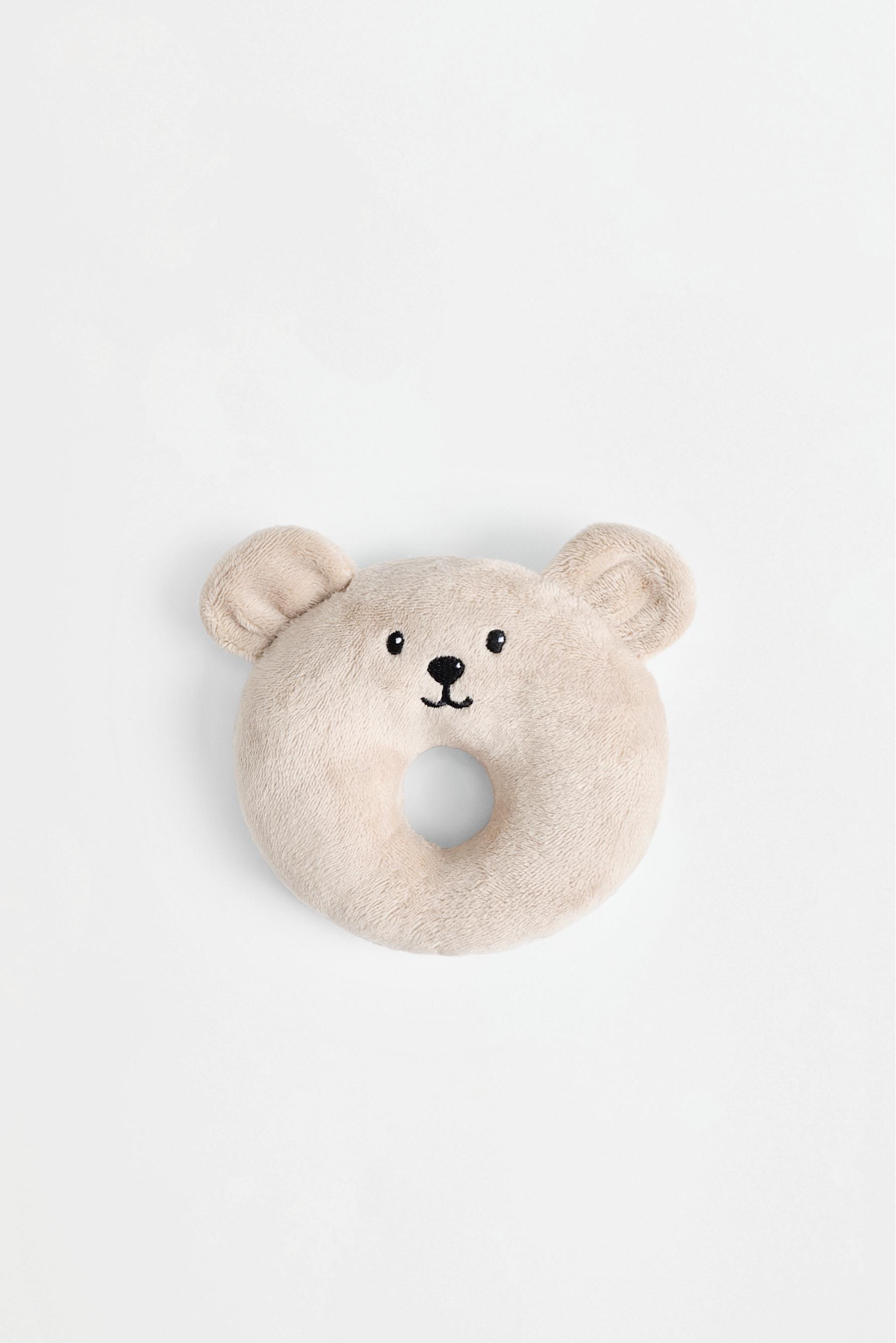 Plush bear rattle — BEIGE