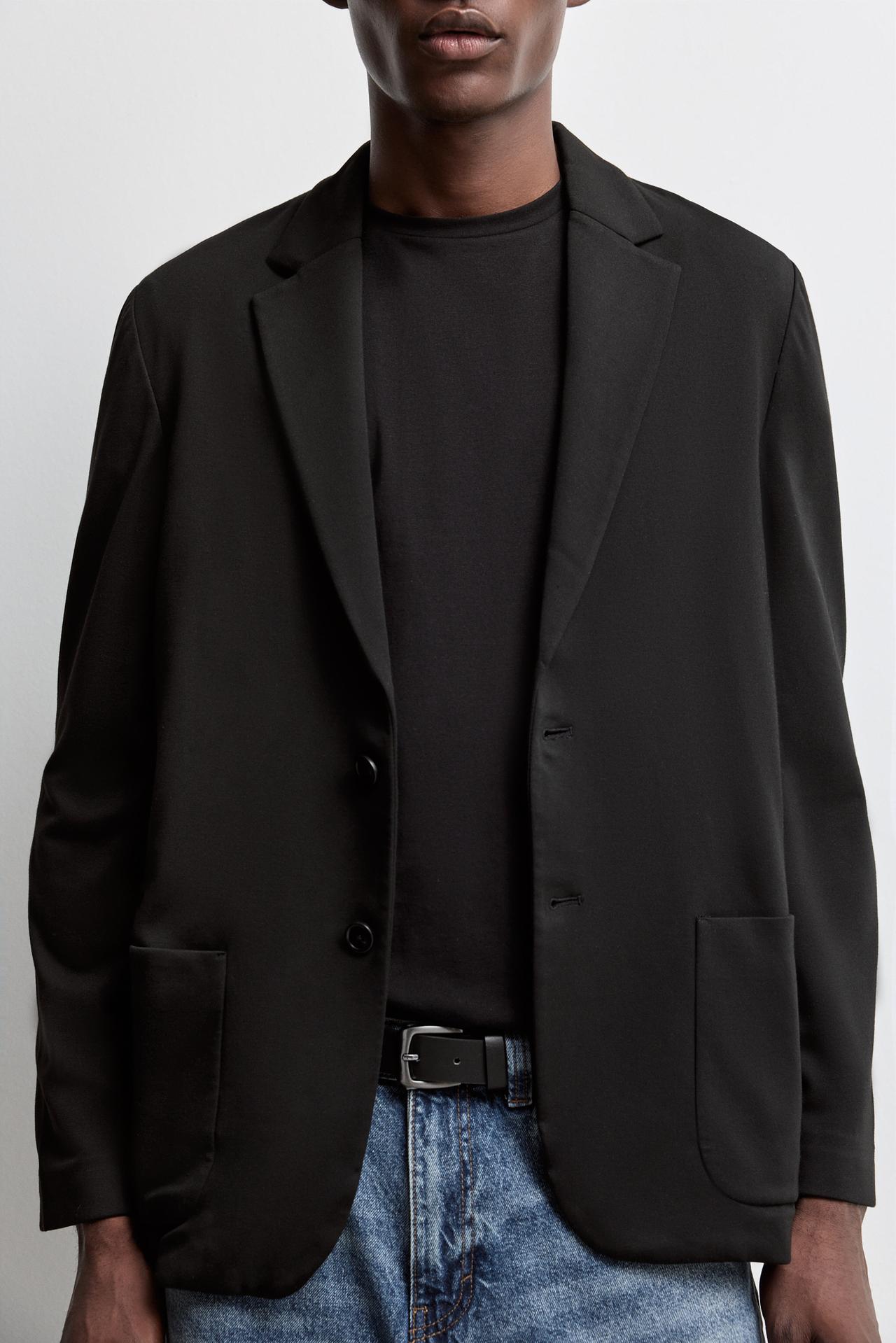 Stretch casual blazer — BLACK