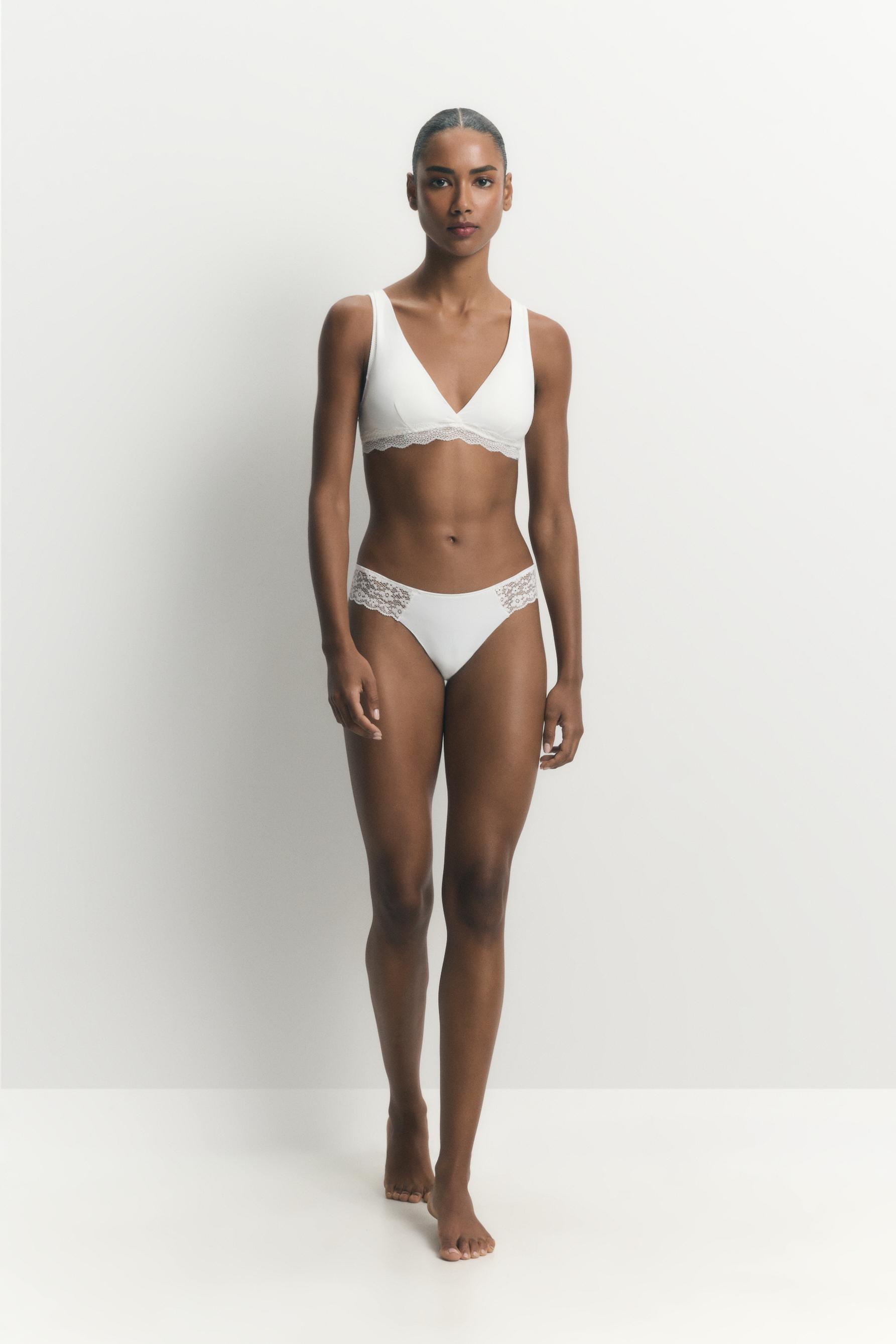 Pack de 3 braguitas brasileñas de microfibra con encaje