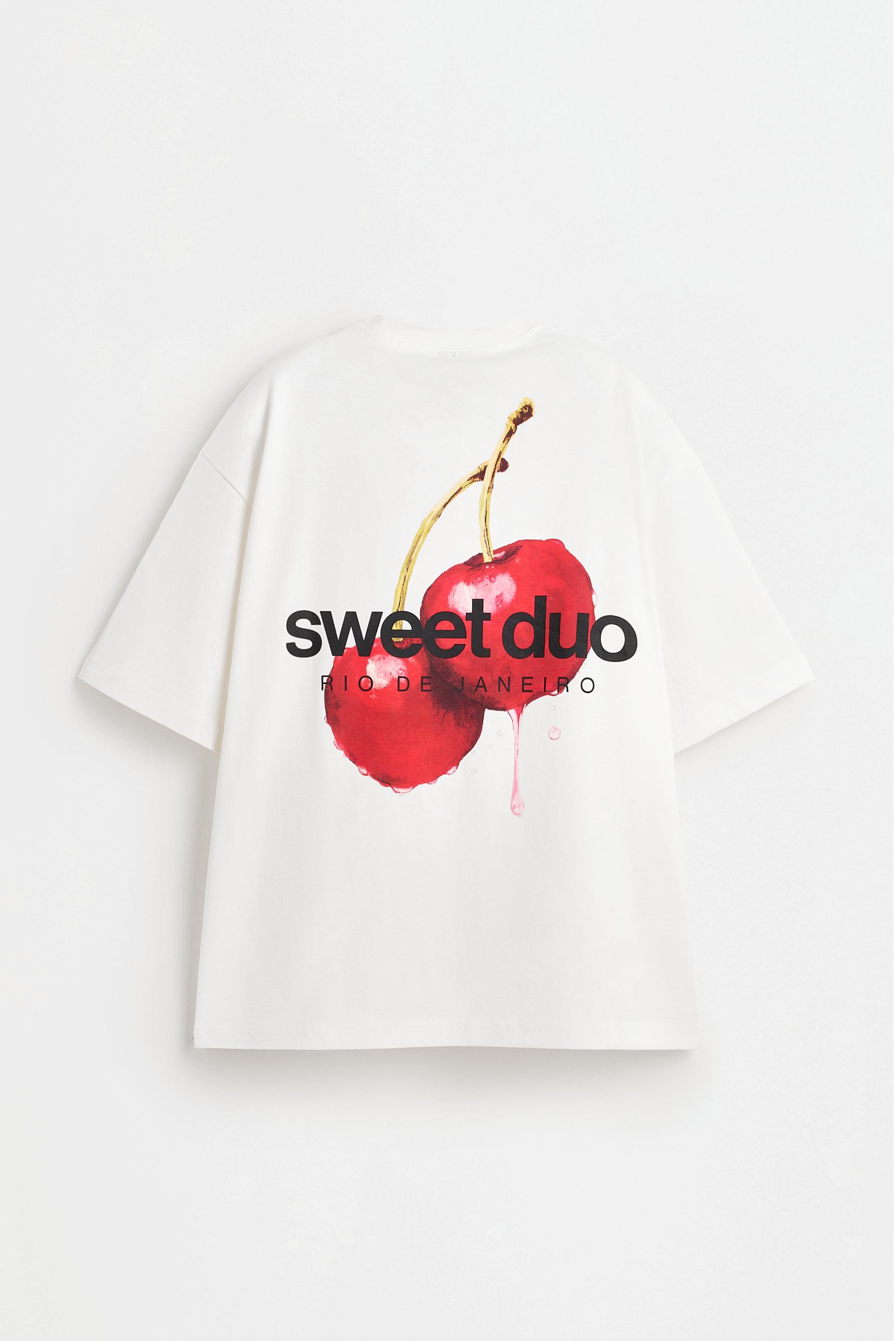 Cherry print T-shirt — WHITE