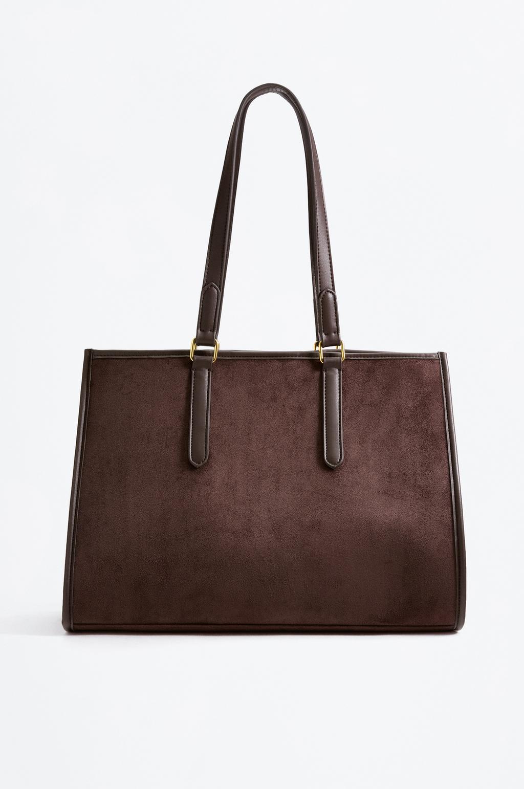 Bolso shopper efecto suede borrego