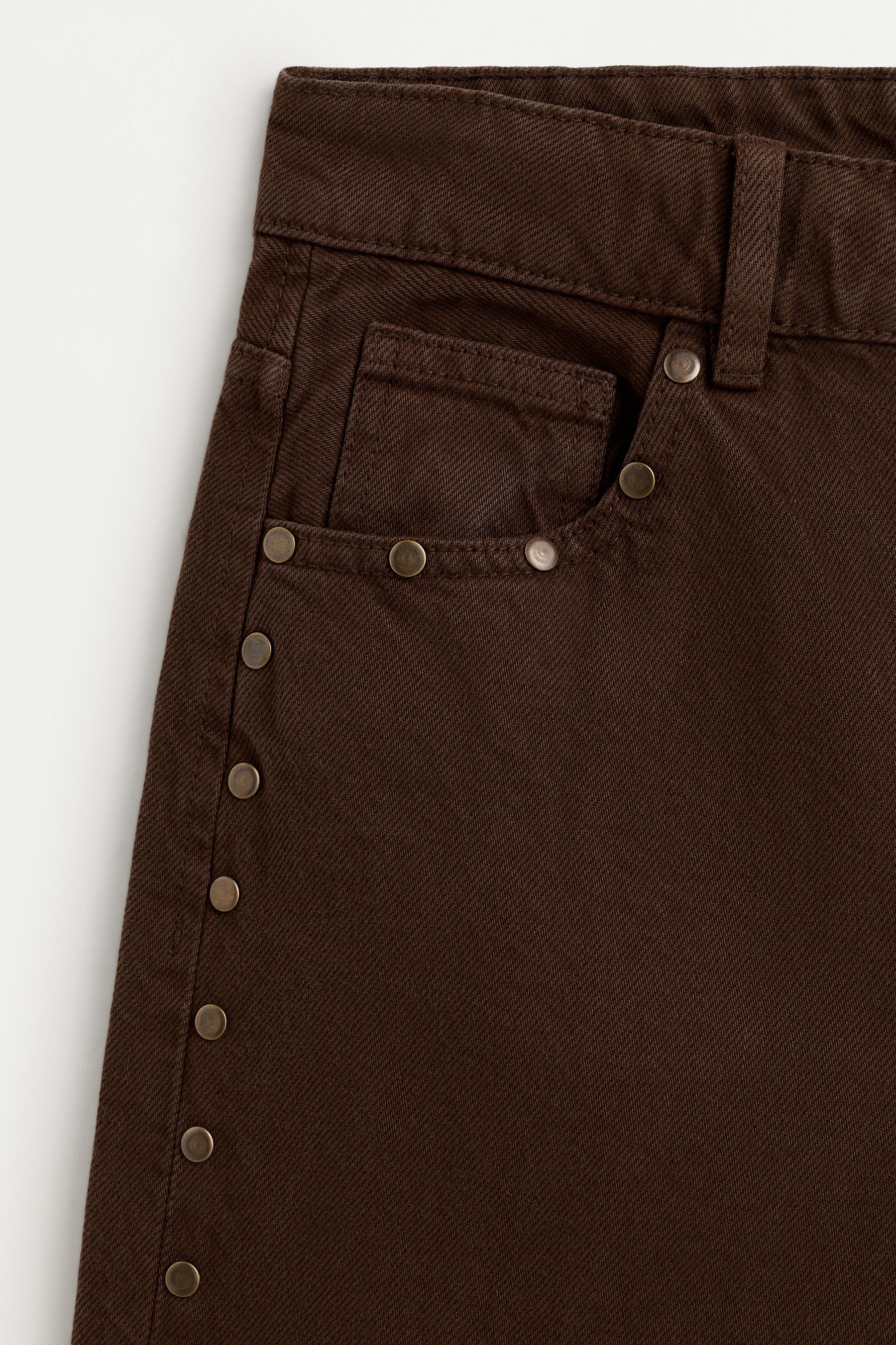 Wide-leg stud jeans — BROWN MARL