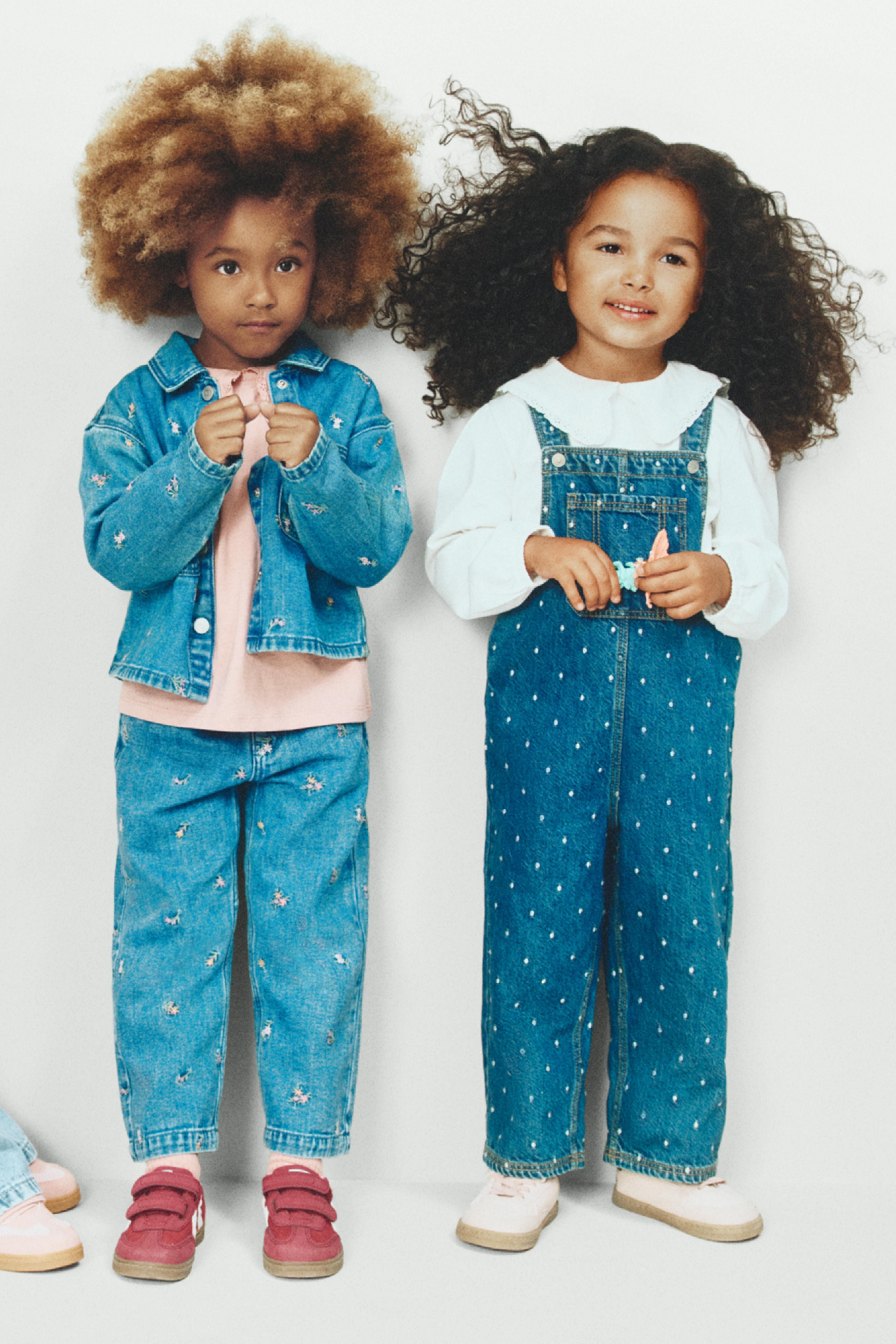 Embroidered denim dungarees — DARK BLUE