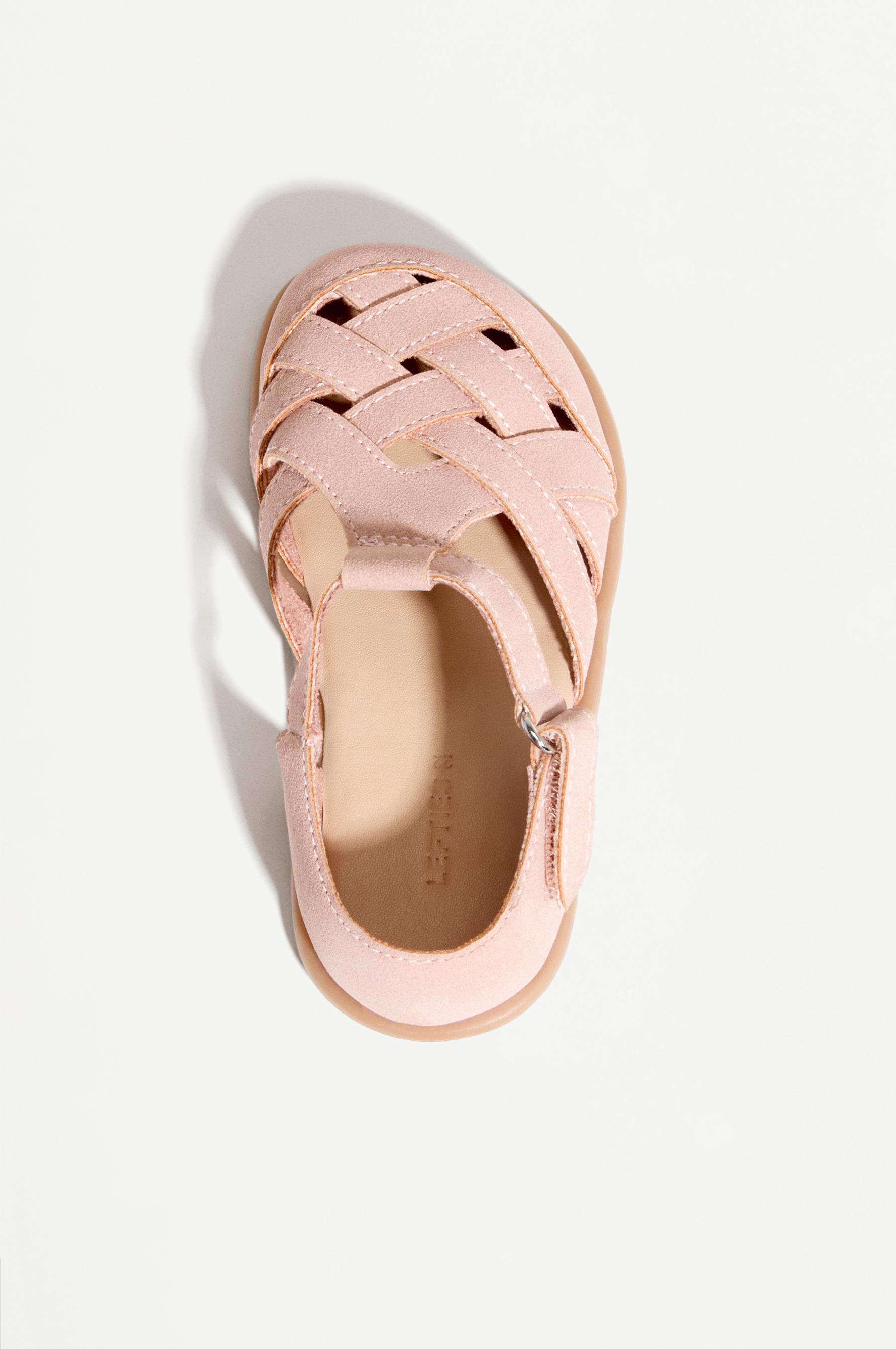 BRAIDED BAREFOOT CAGE SANDALS — PINK