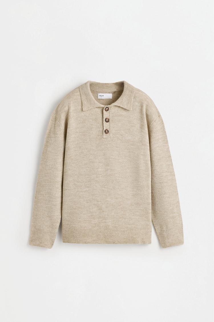 Polo collar sweater — SAND