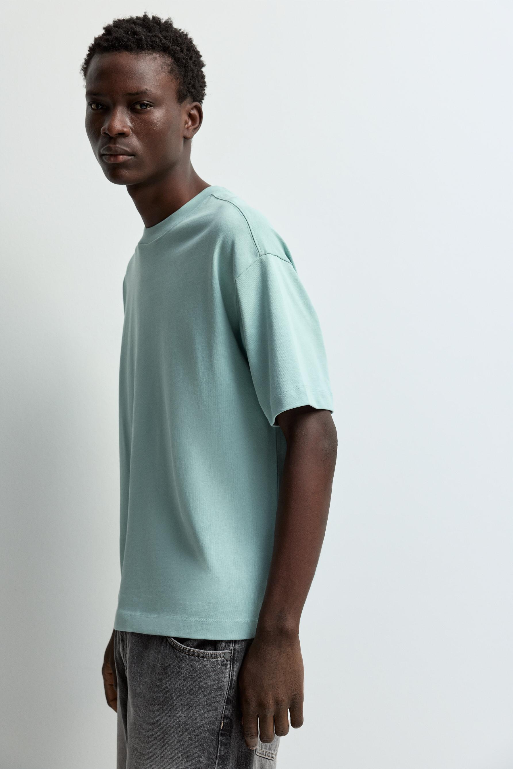 Boxy medium weight T-shirt — PALE TURQUOISE