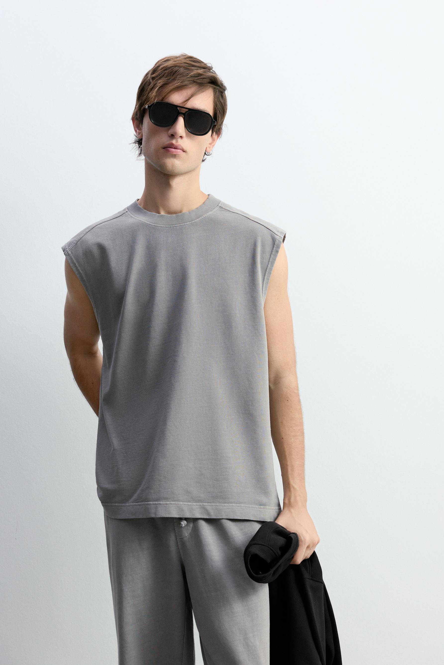 Camiseta sin mangas efecto lavado