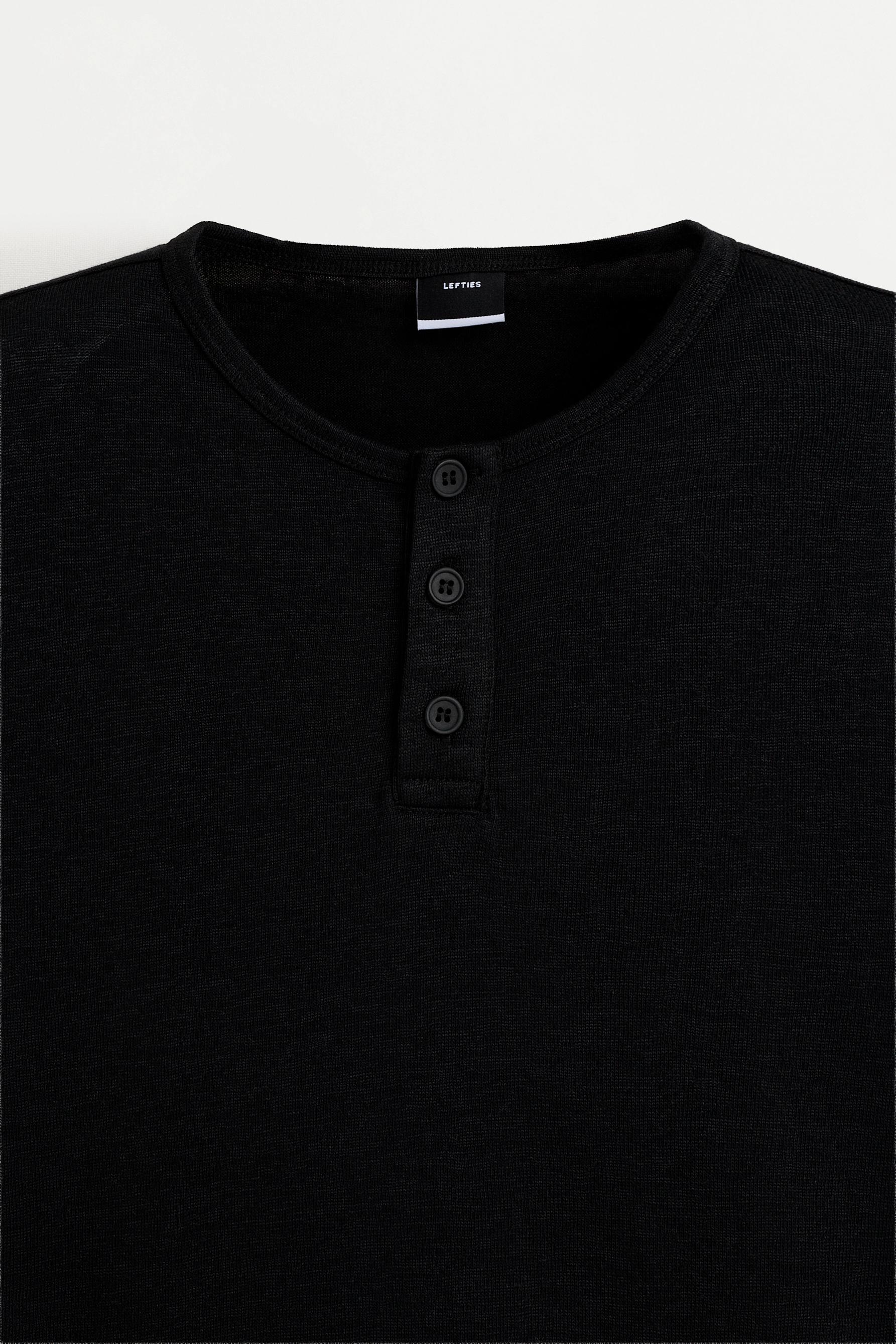 Basic henley T-shirt — BLACK