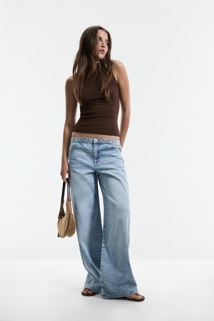 Studded wide-leg jeans — INDIGO