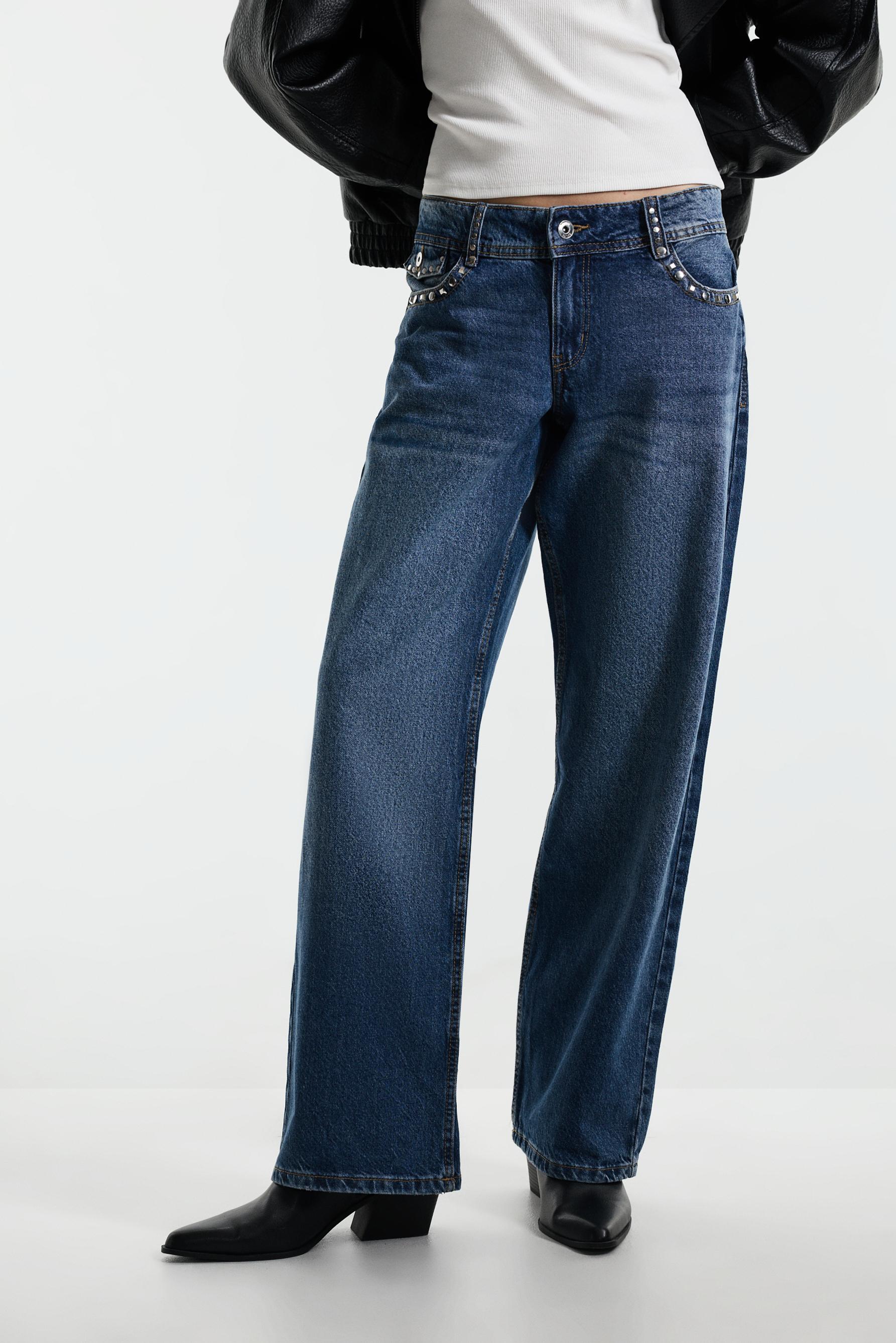 Straight-leg stud jeans — DARK BLUE