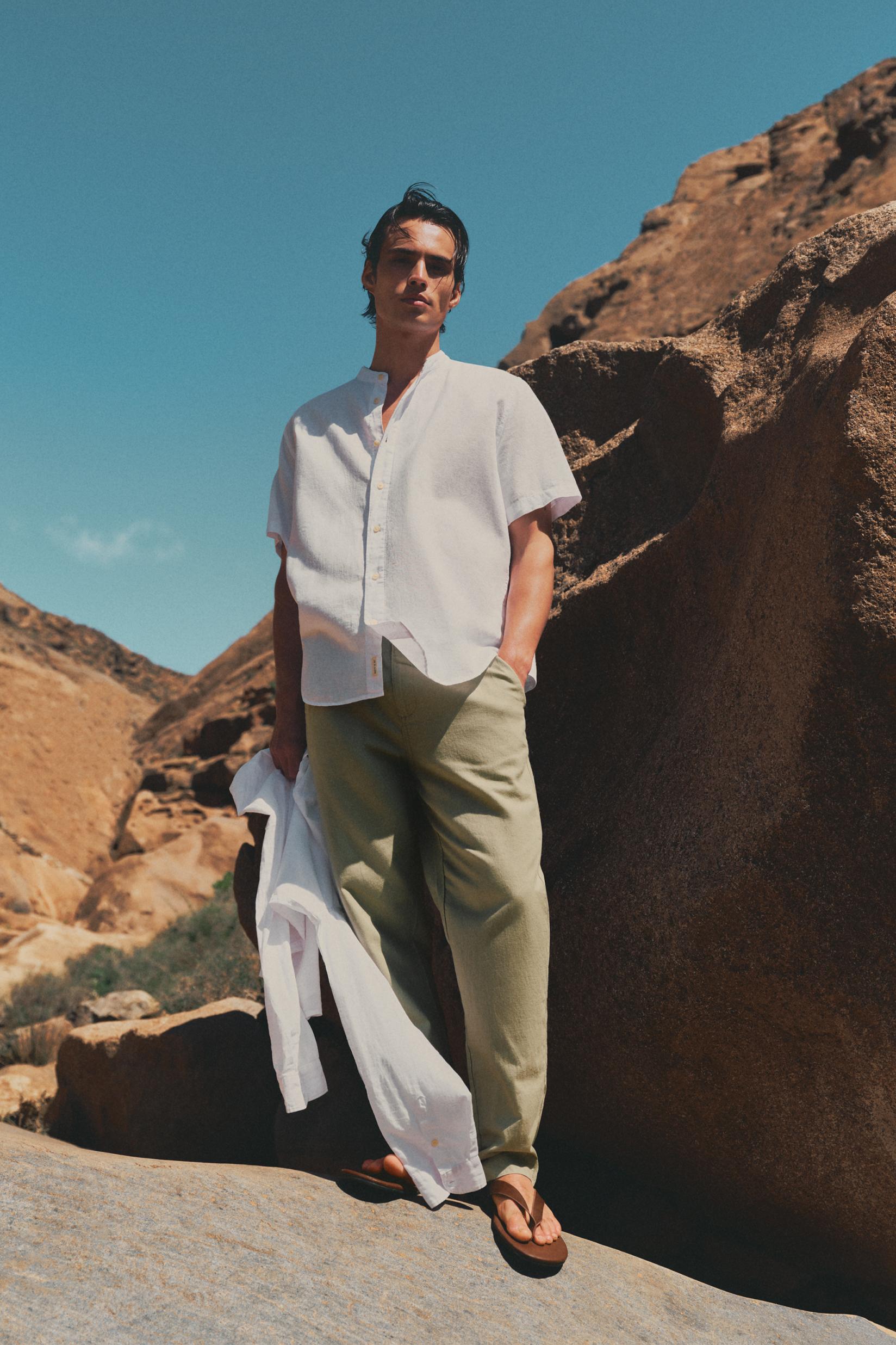 Cotton - linen smart trousers — KHAKI