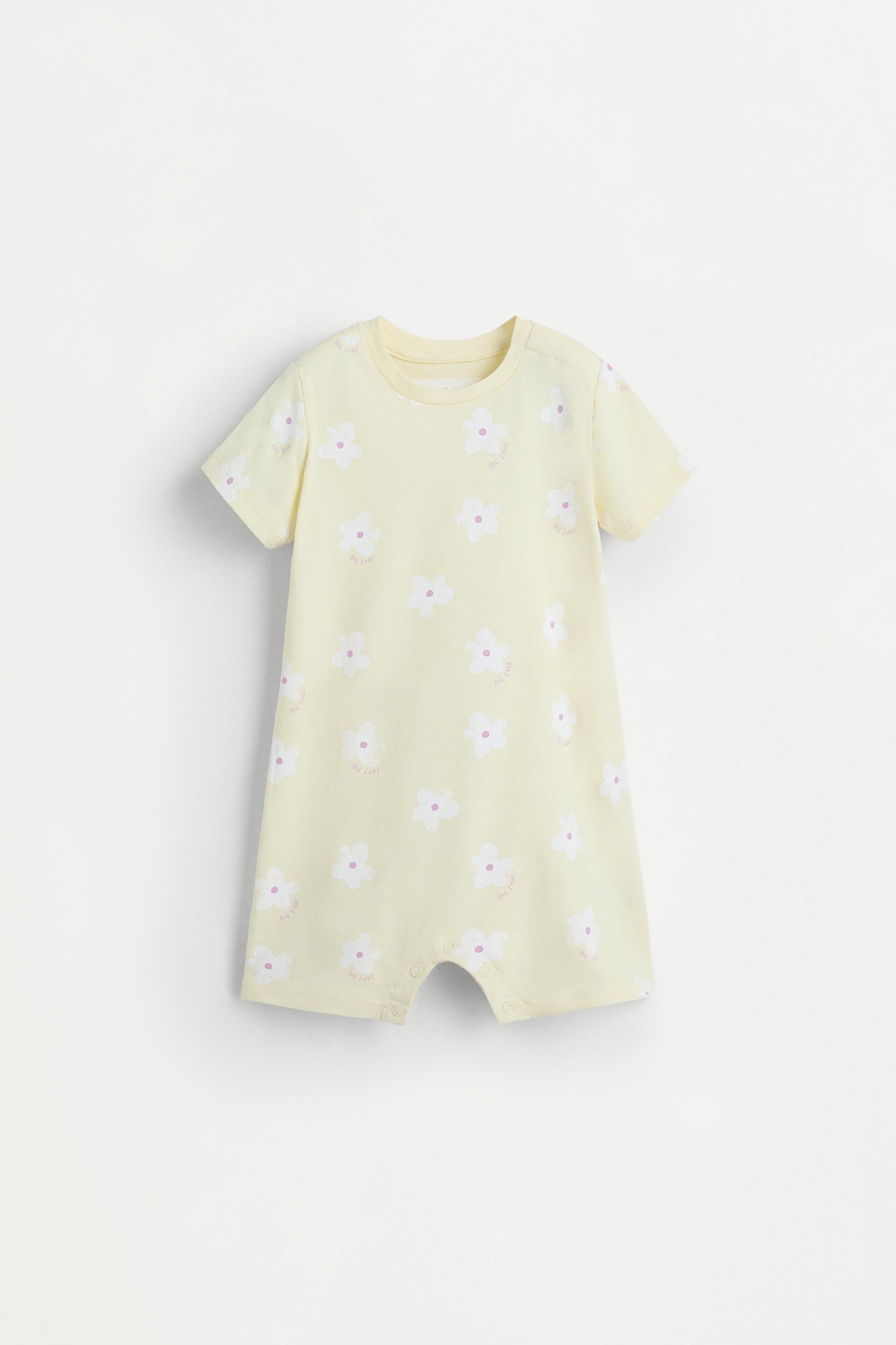 Printed sleepsuit — PASTEL YELLOW (alternate view)