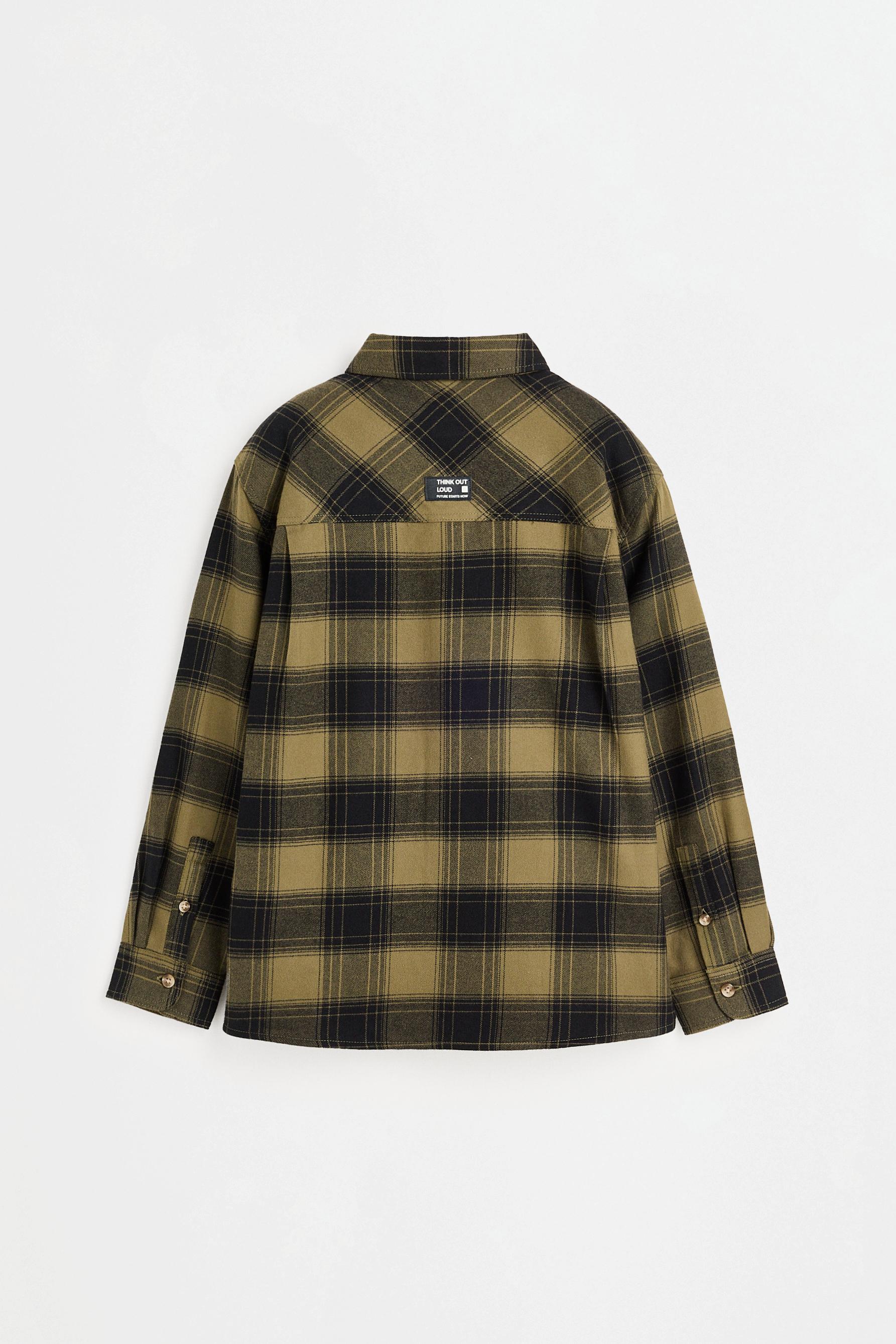Plaid flannel shirt — KHAKI