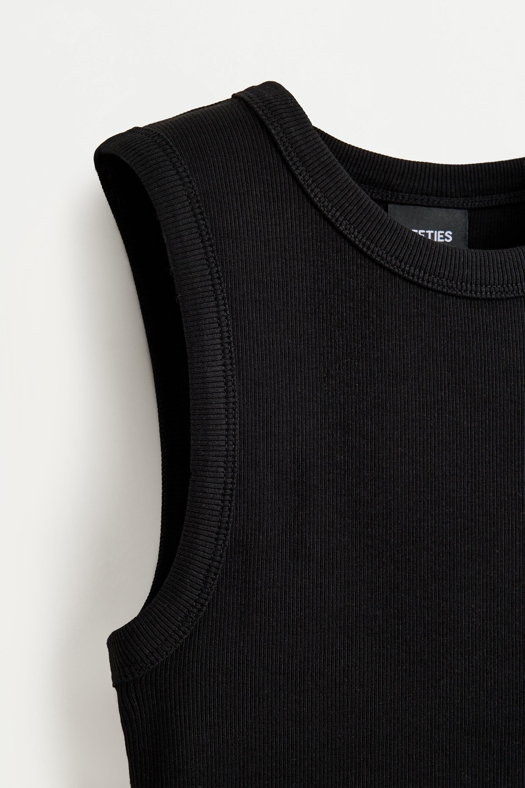 Ribbed racerback top — BLACK