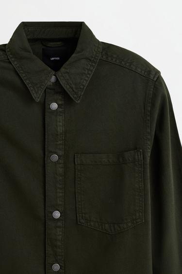 Lightweight denim overshirt — OLIVE GREEN 7