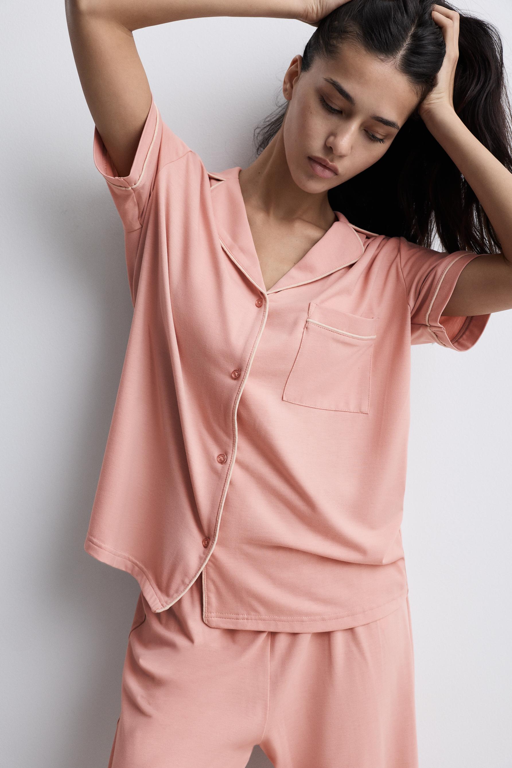 Long shirt-style pyjamas — PASTEL PINK