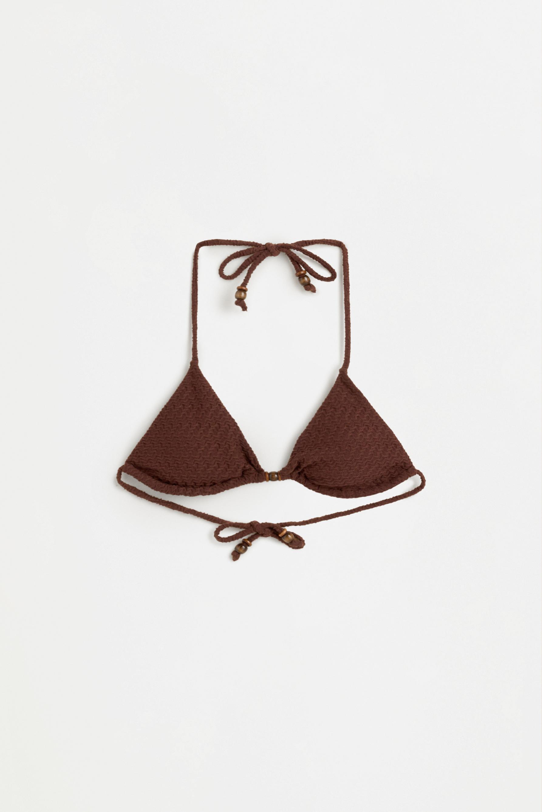 Textured bikini top — BROWN