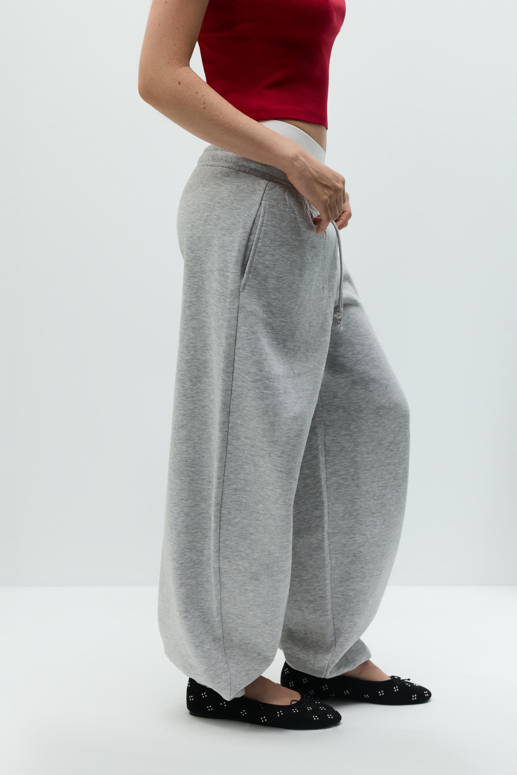 Plush barrel trousers — GREY MARL