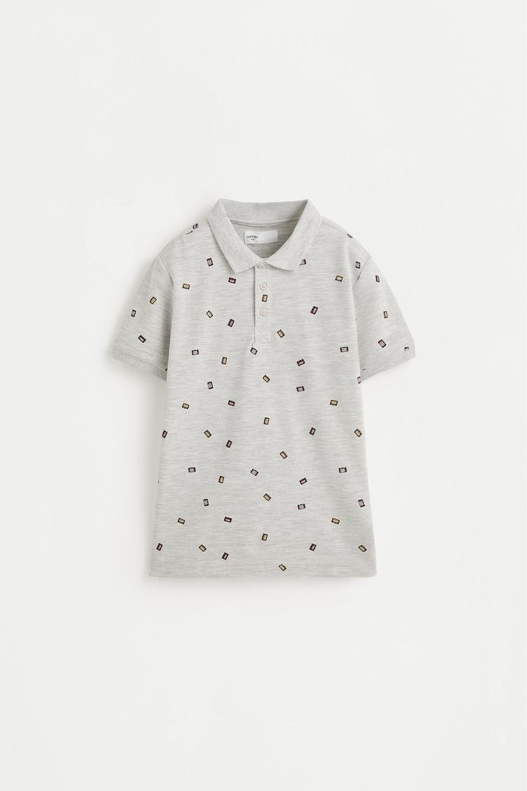 Printed polo shirt — GREY MARL