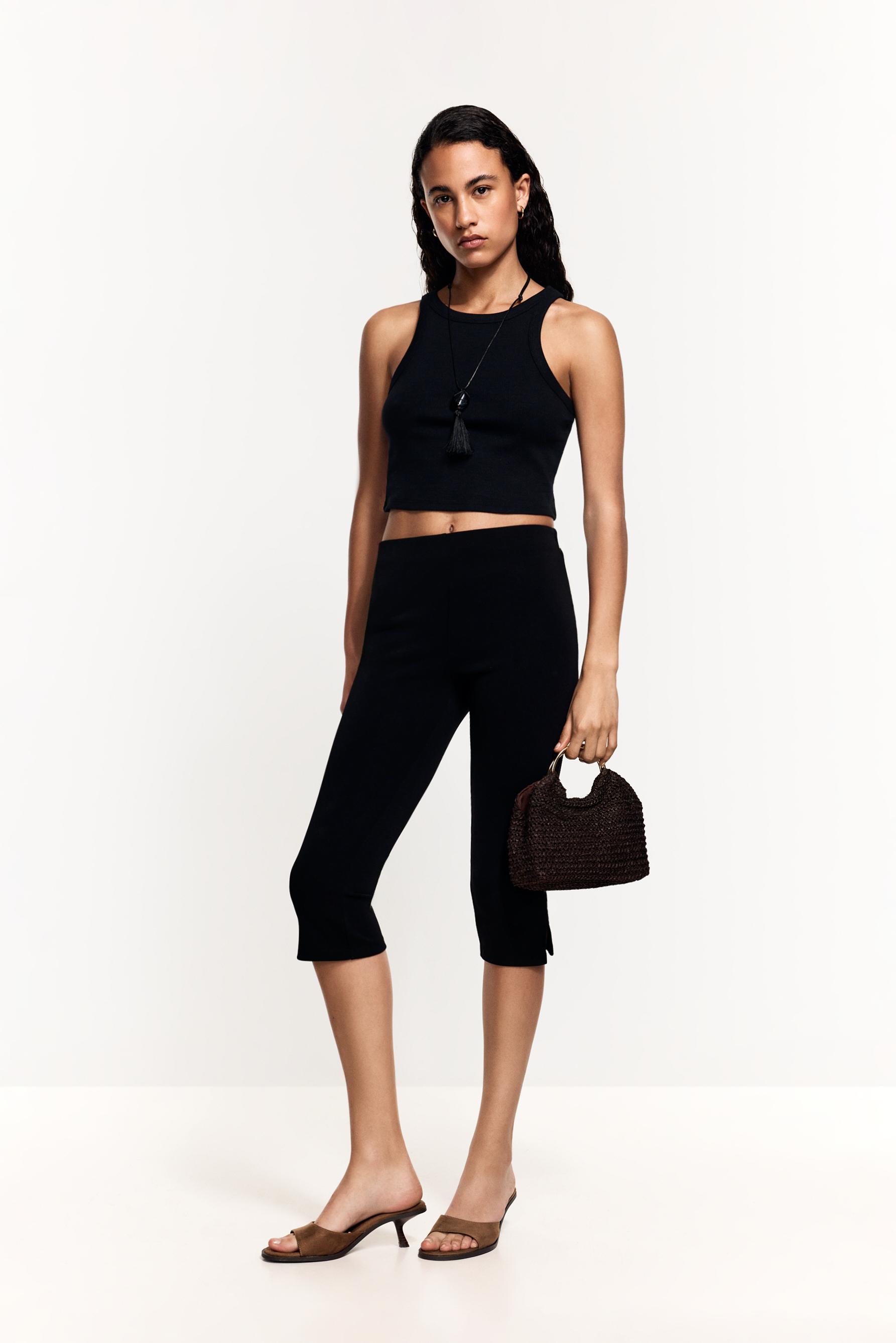 Cropped racerback top — BLACK