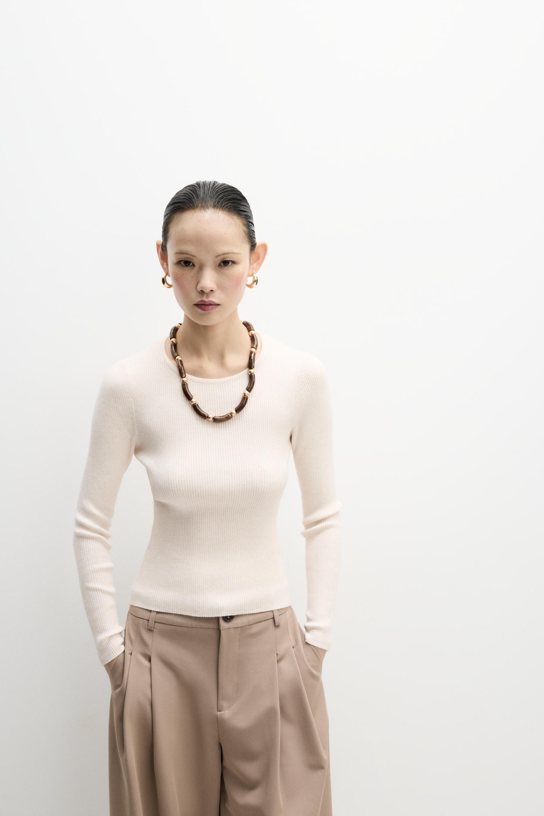 Jersey cuello redondo canalé