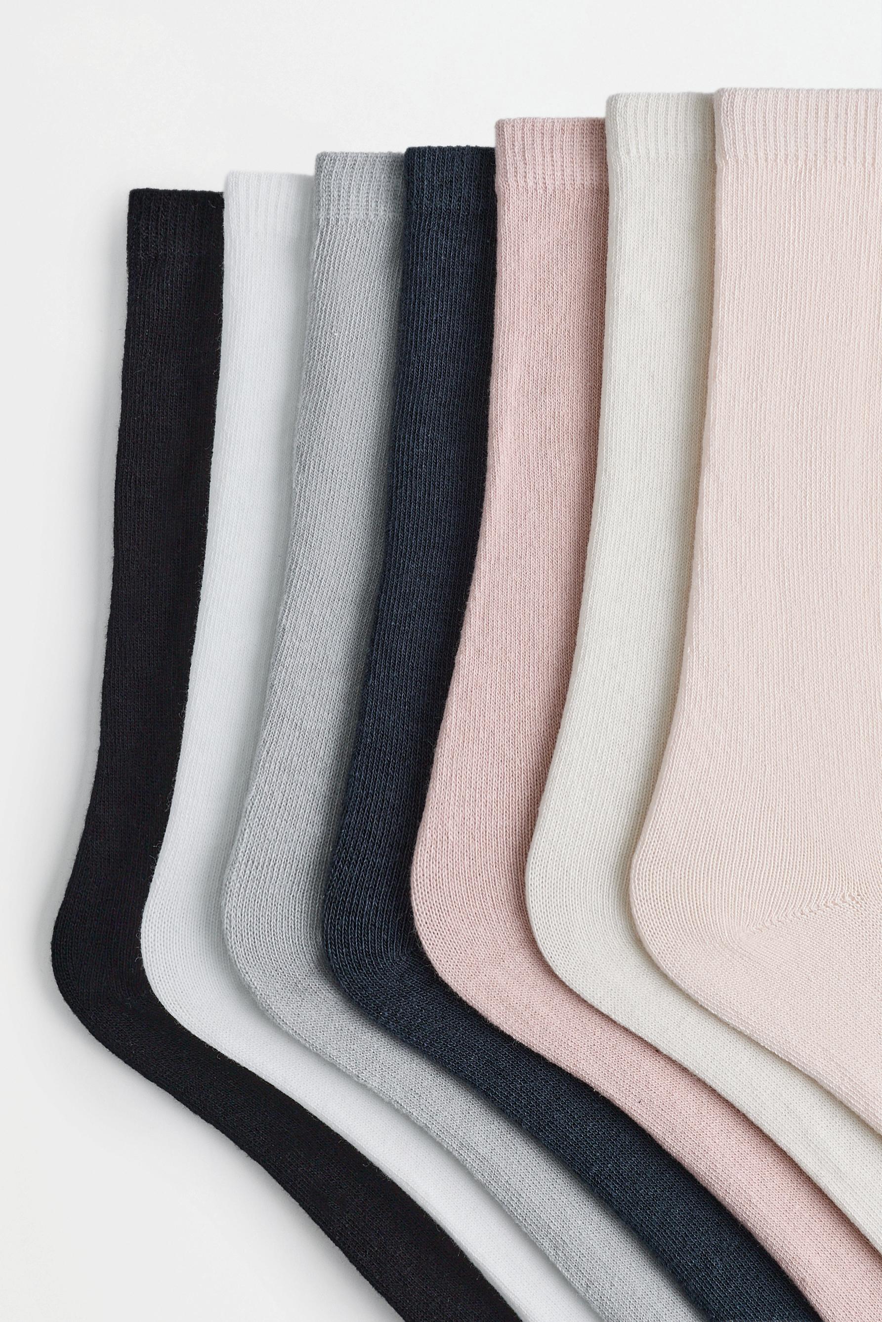 Basic Long Socks (7-Pack) — PINK/WHITE