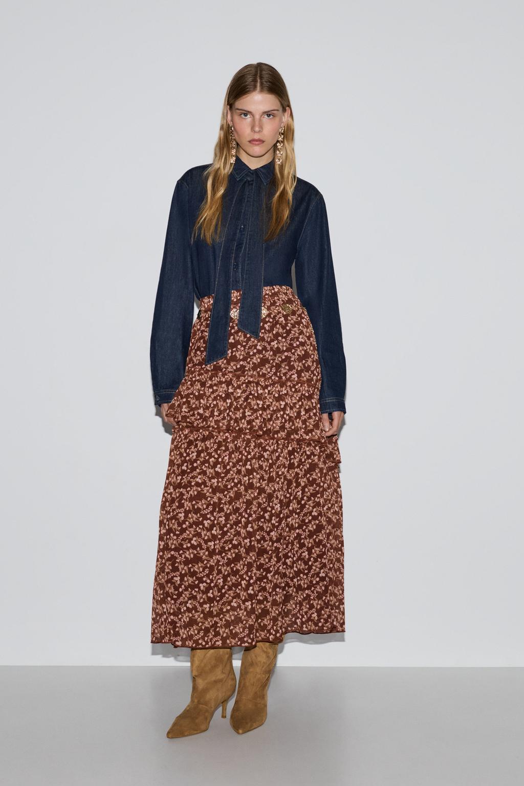 Printed midi skirt