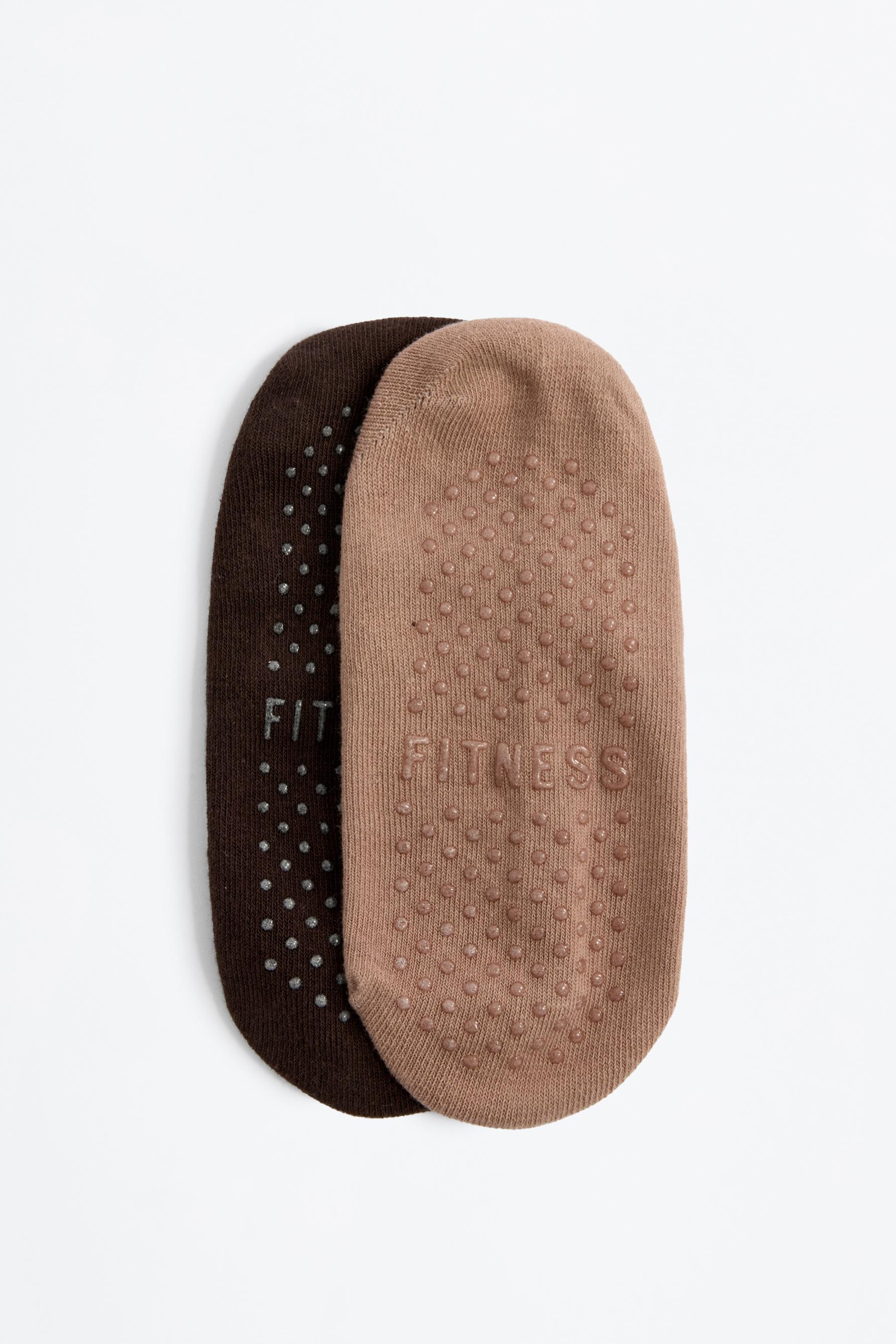 Yoga no-show socks (Pack 2) — ECRU TOBACCO
