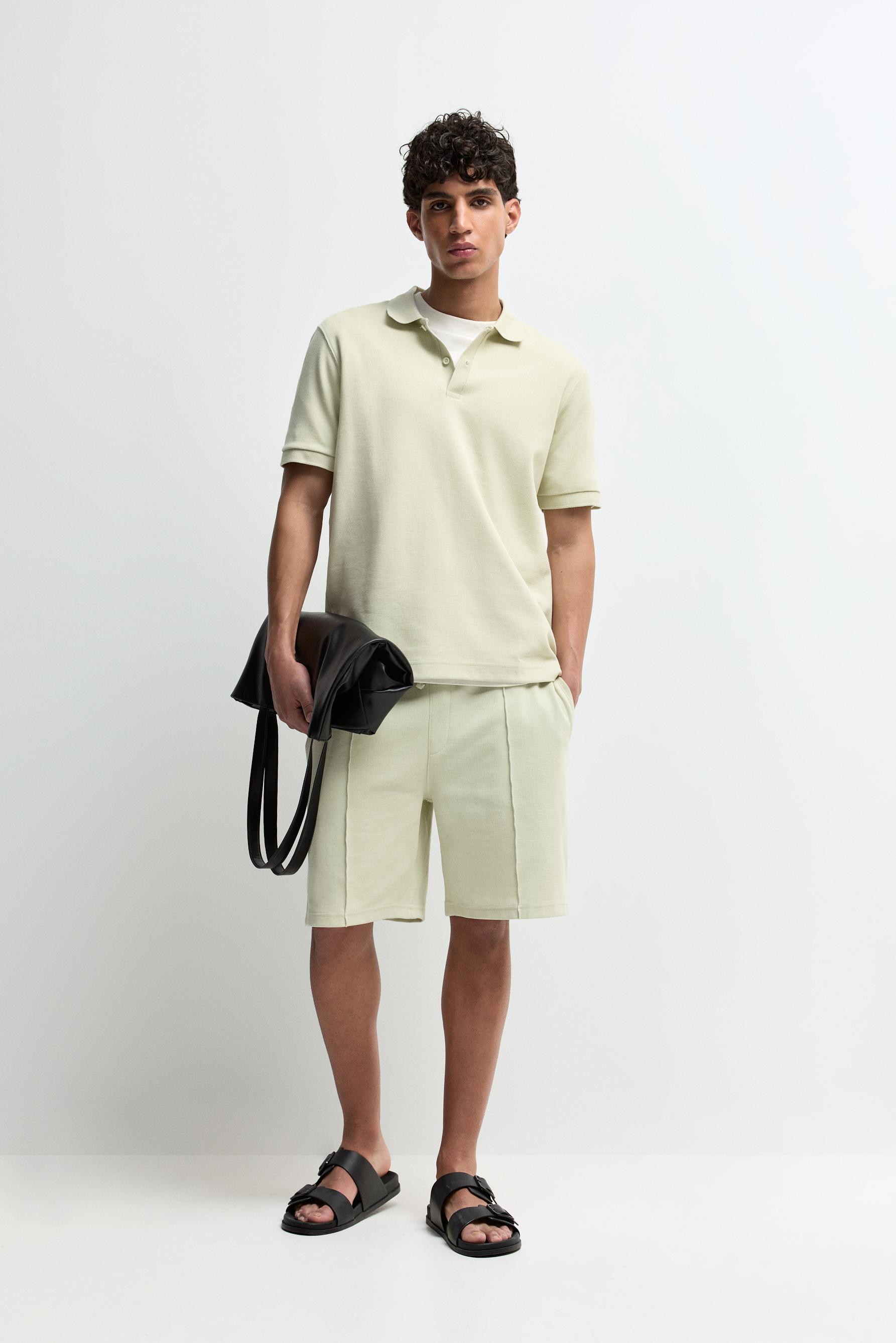 Basic textured polo shirt — APPLE GREEN
