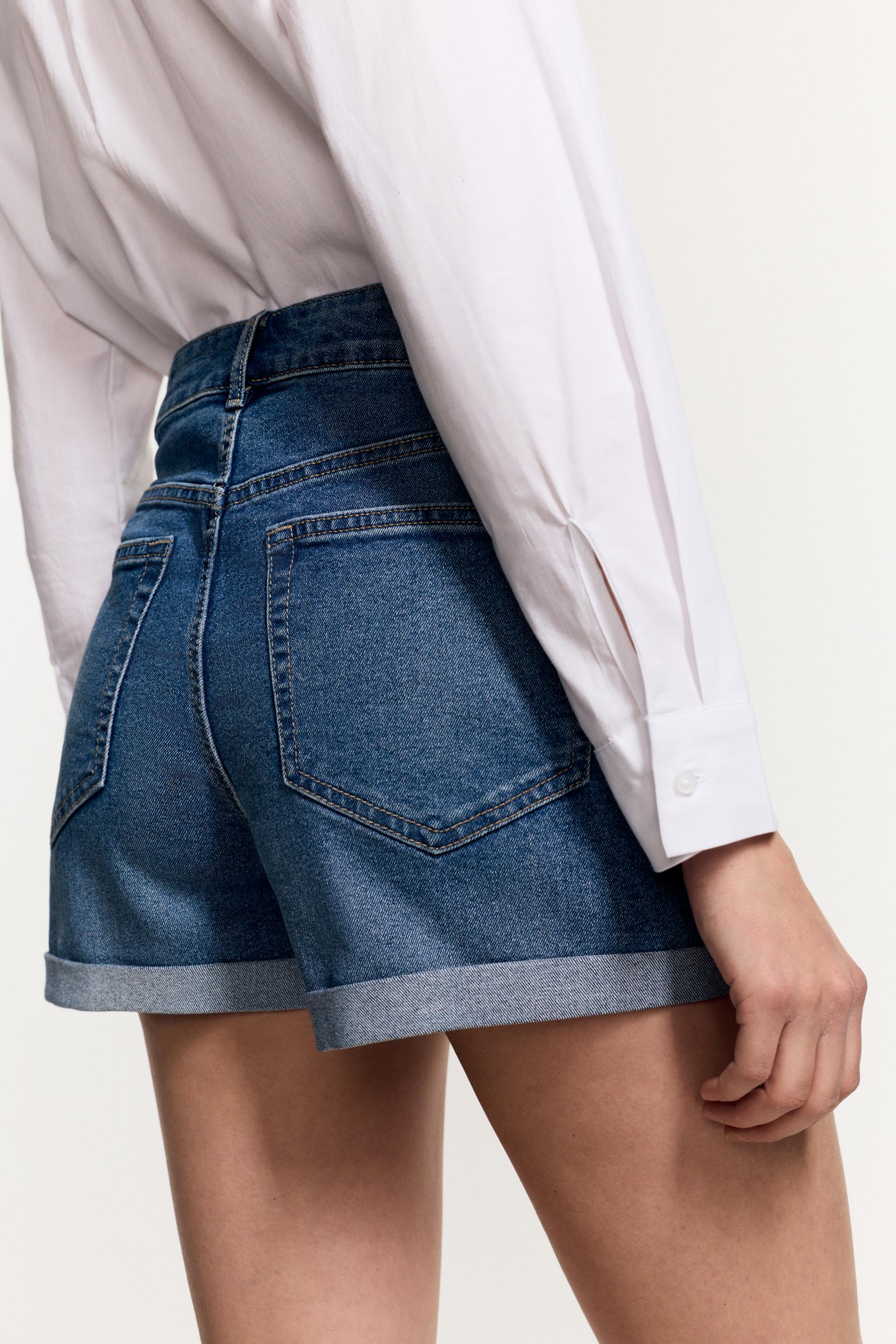 Denim stretch shorts — INDIGO