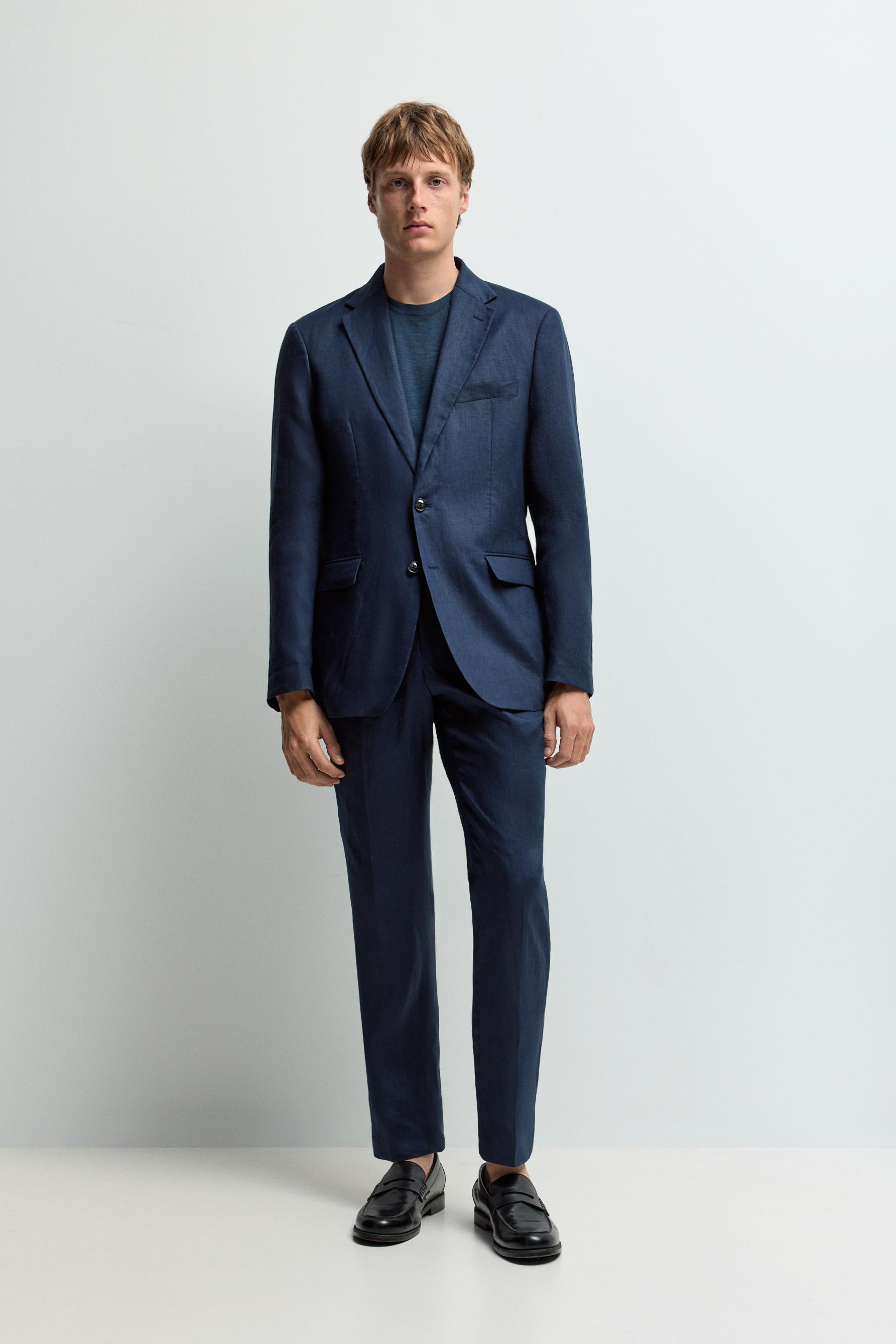 100% linen suit blazer — NAVY