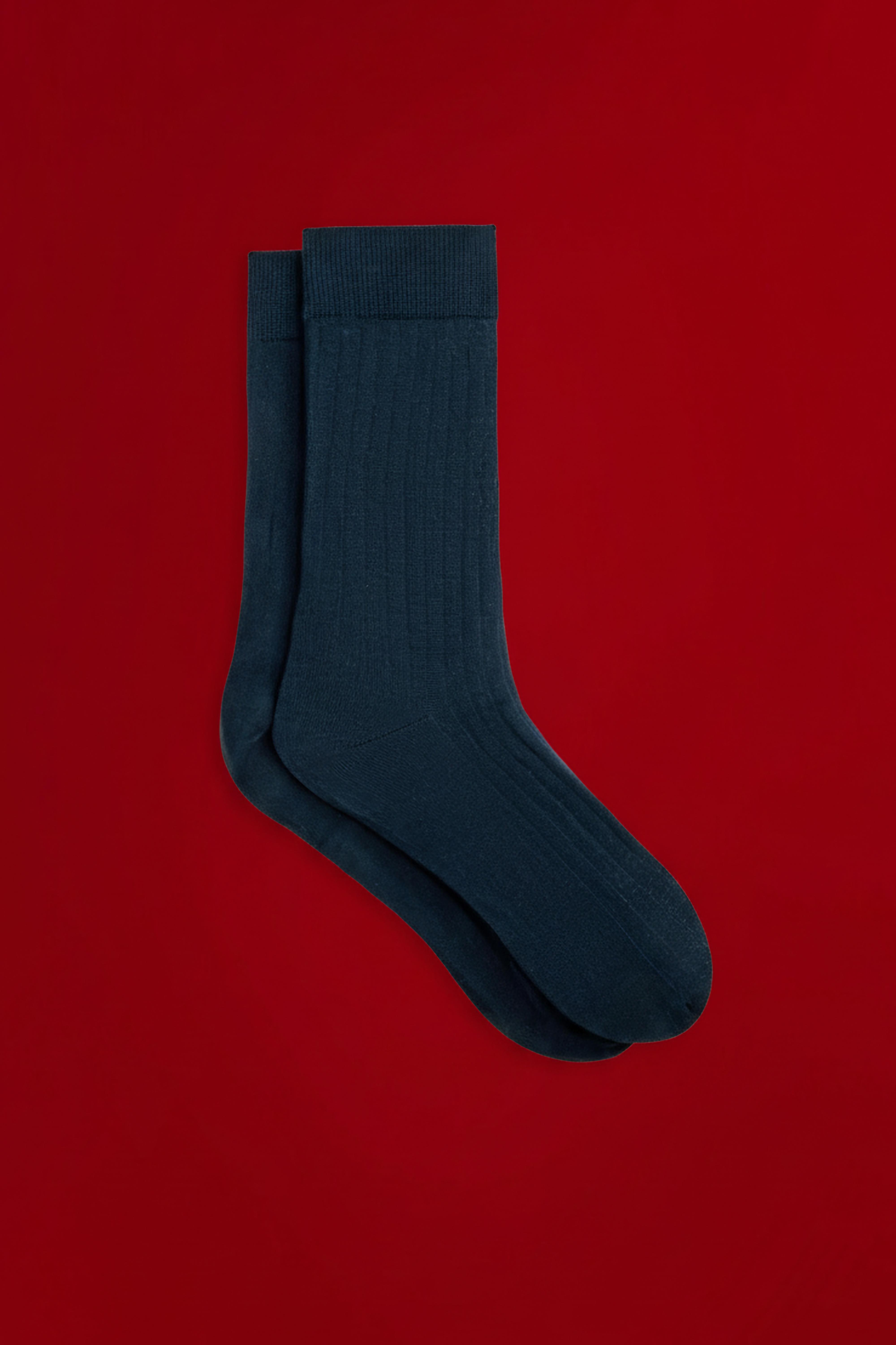 Lefties Edition mercerised cotton long socks (Pack 2) — NAVY