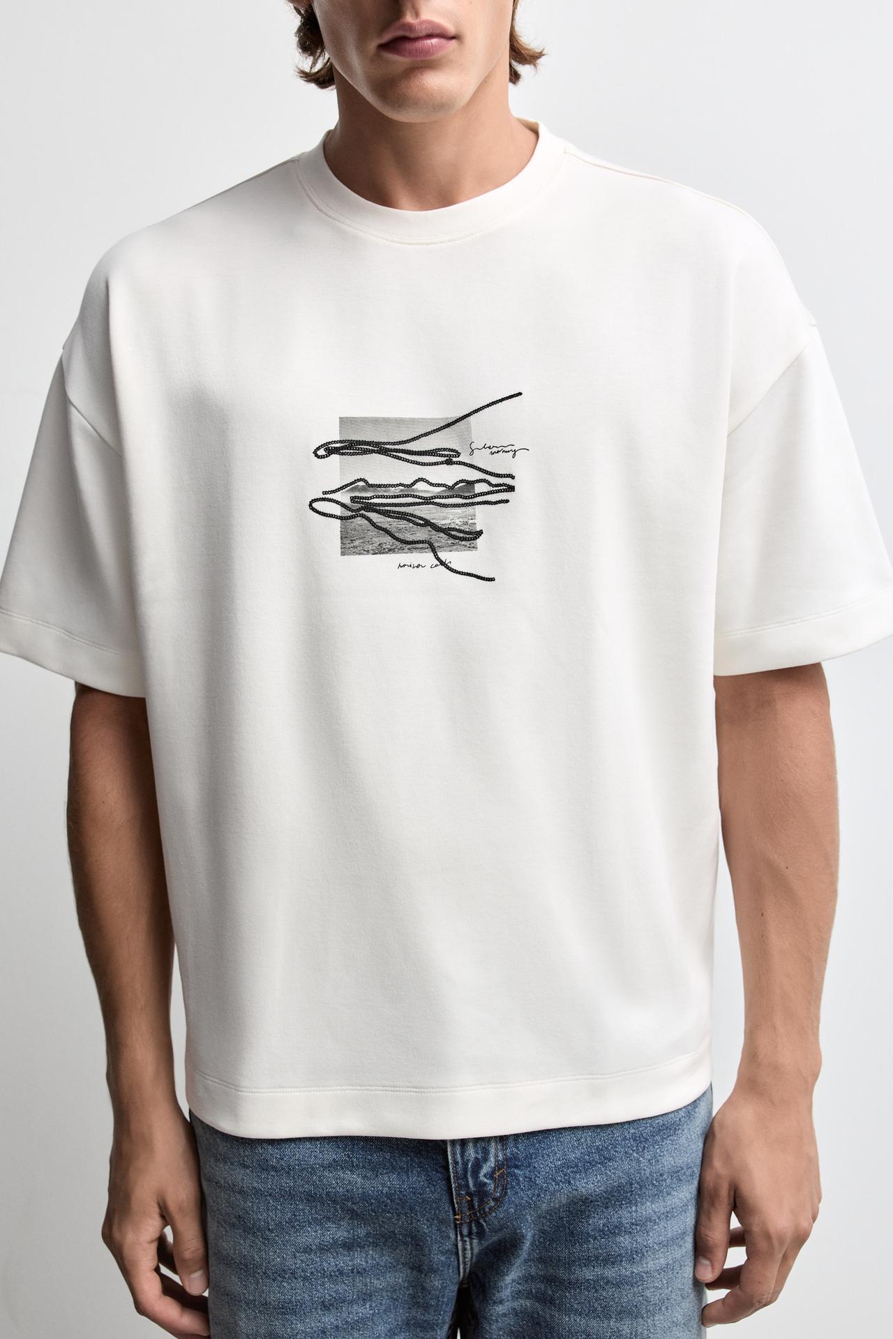 Printed interlock T-shirt — OFF WHITE