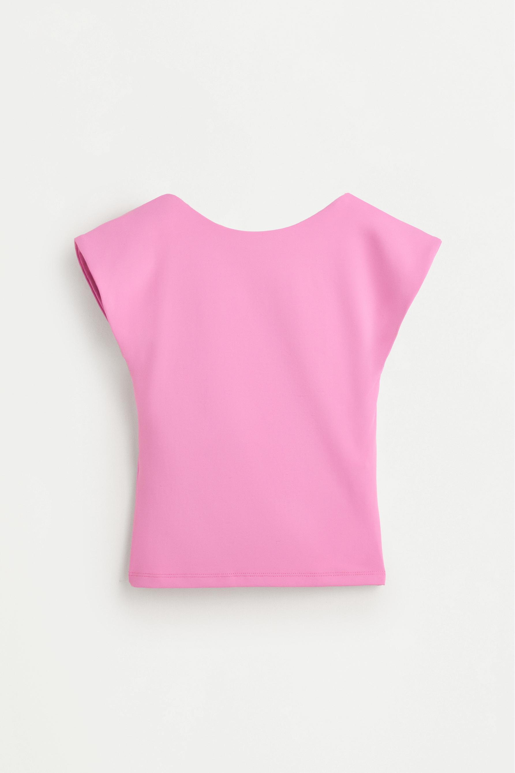 Polyamide T-shirt with open back — FUCHSIA