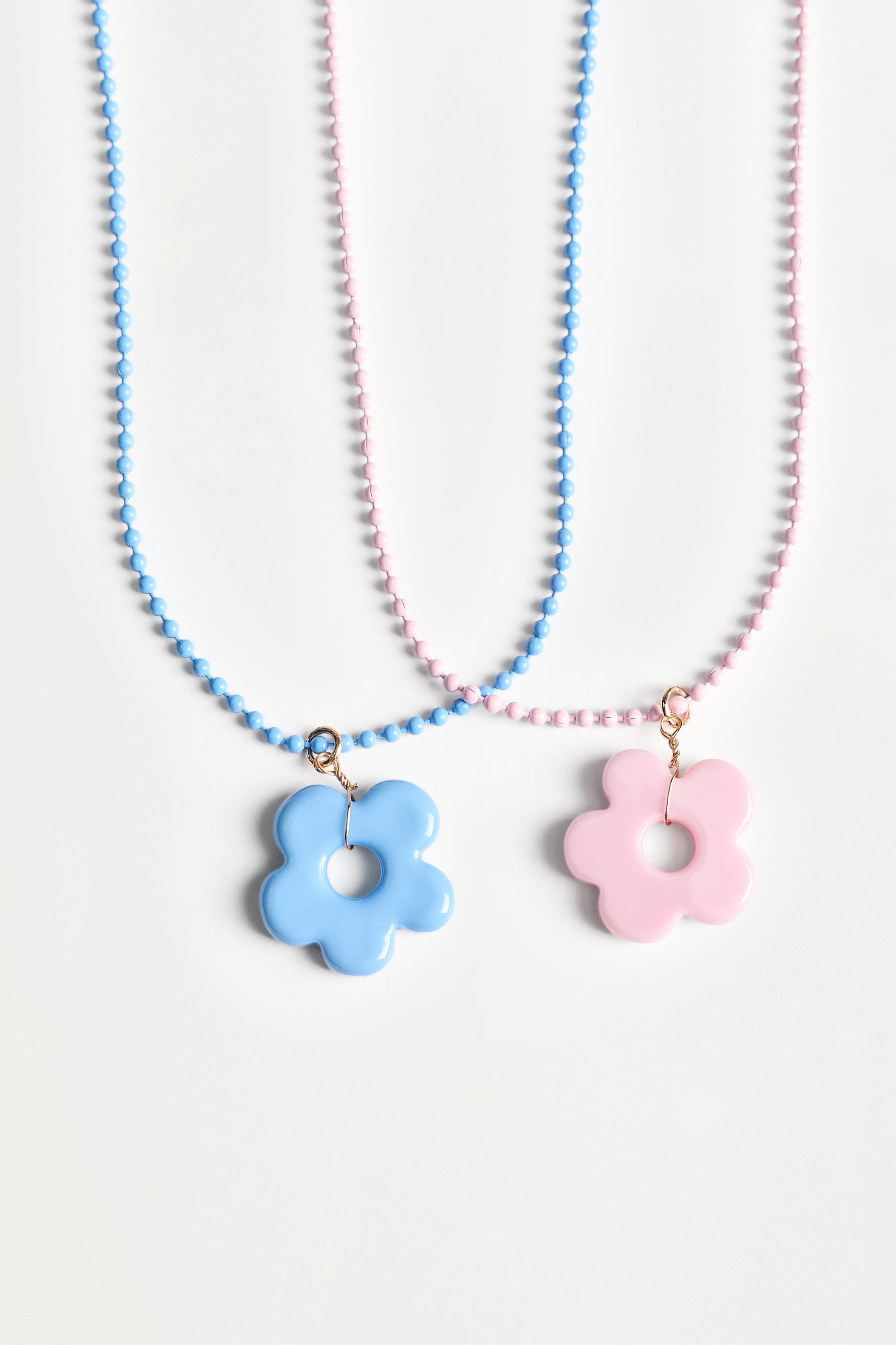 Floral pendant necklaces (2-pack) — PINK