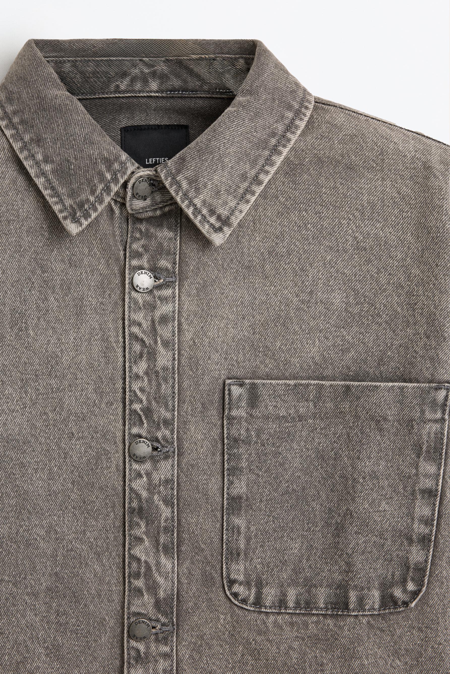 Denim overshirt with pocket — GREY