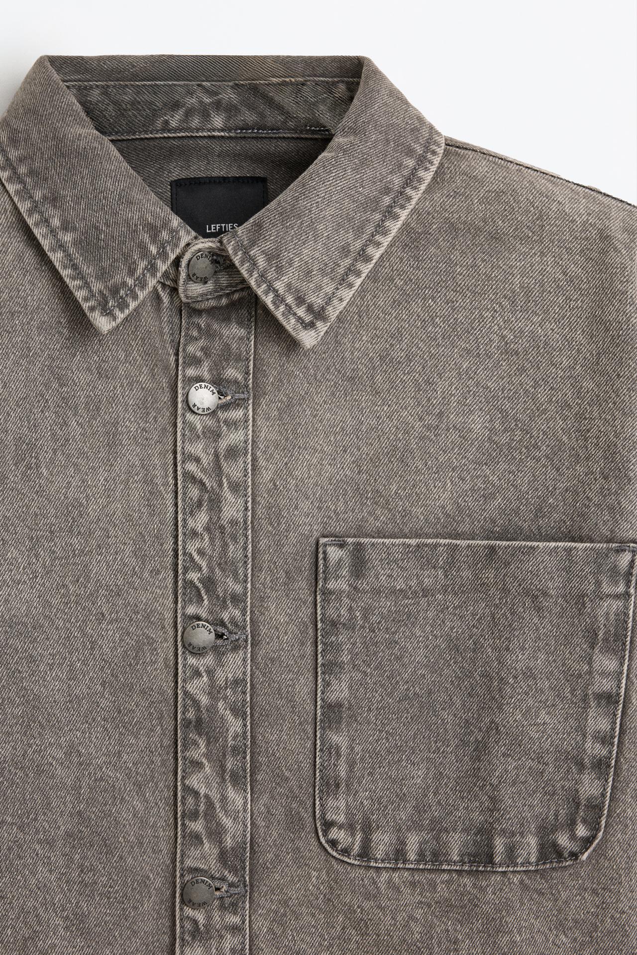 Denim overshirt with pocket — GREY