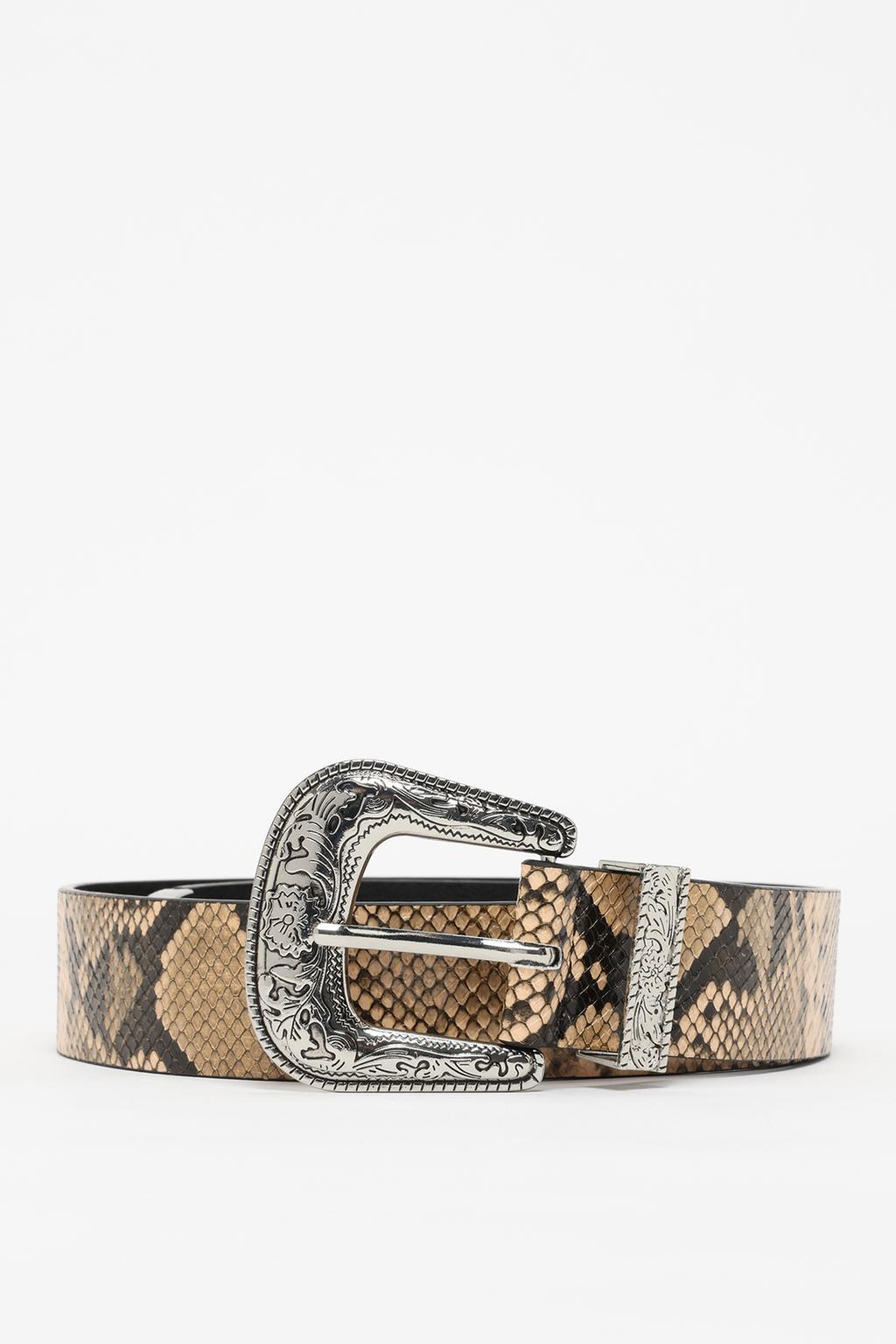 Faux leather snakeskin-effect belt